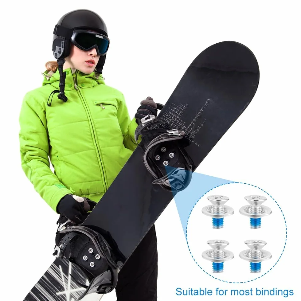 Tornillos de fijación Snowboard Acero Inoxidable M6 x 17 mm Cabeza avellanada con Arandelas Juego 16