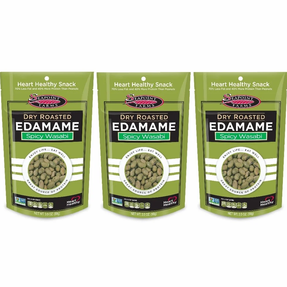 Seapoint Farms Dry Roasted Edamame, Wasabi, 3.5-Ounce Pouches (Pack of 3)