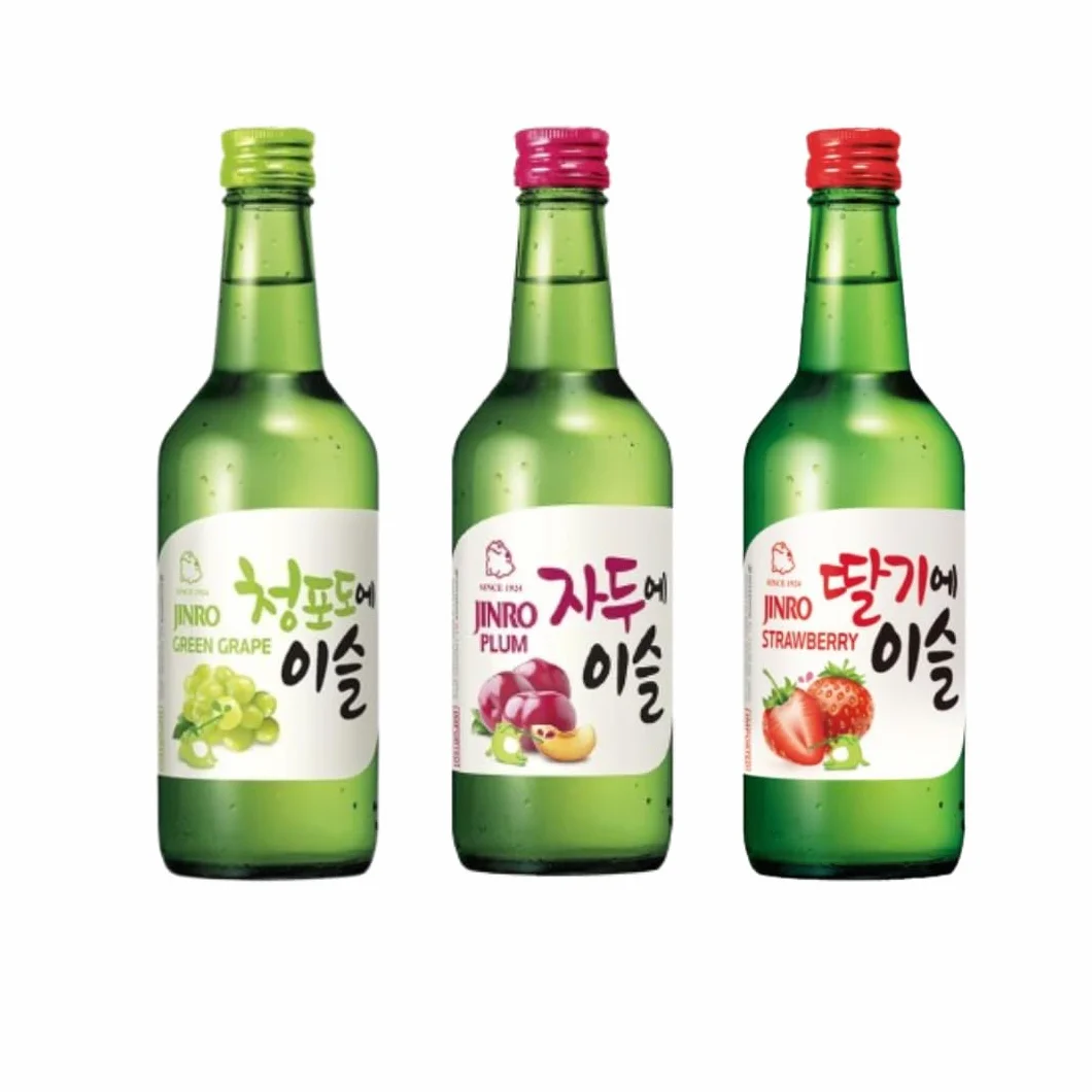 Wondermarket Soju Bebidas Coreanas Jinro. Ciruela, Uva y Fresa 350mlx3