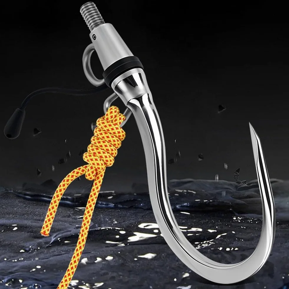 Gancho de pesca de acero inoxidable 6 metros cuerda 1/2 pulgada rosca agua salada dulce