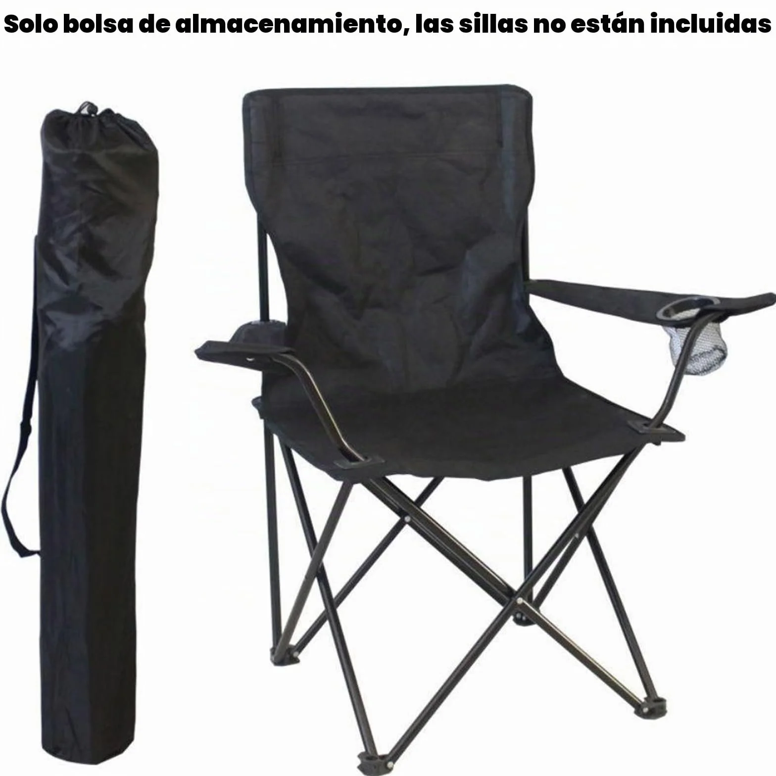 Silla de camping plegable portátil con bolsa de almacenamiento para viajes al aire libre