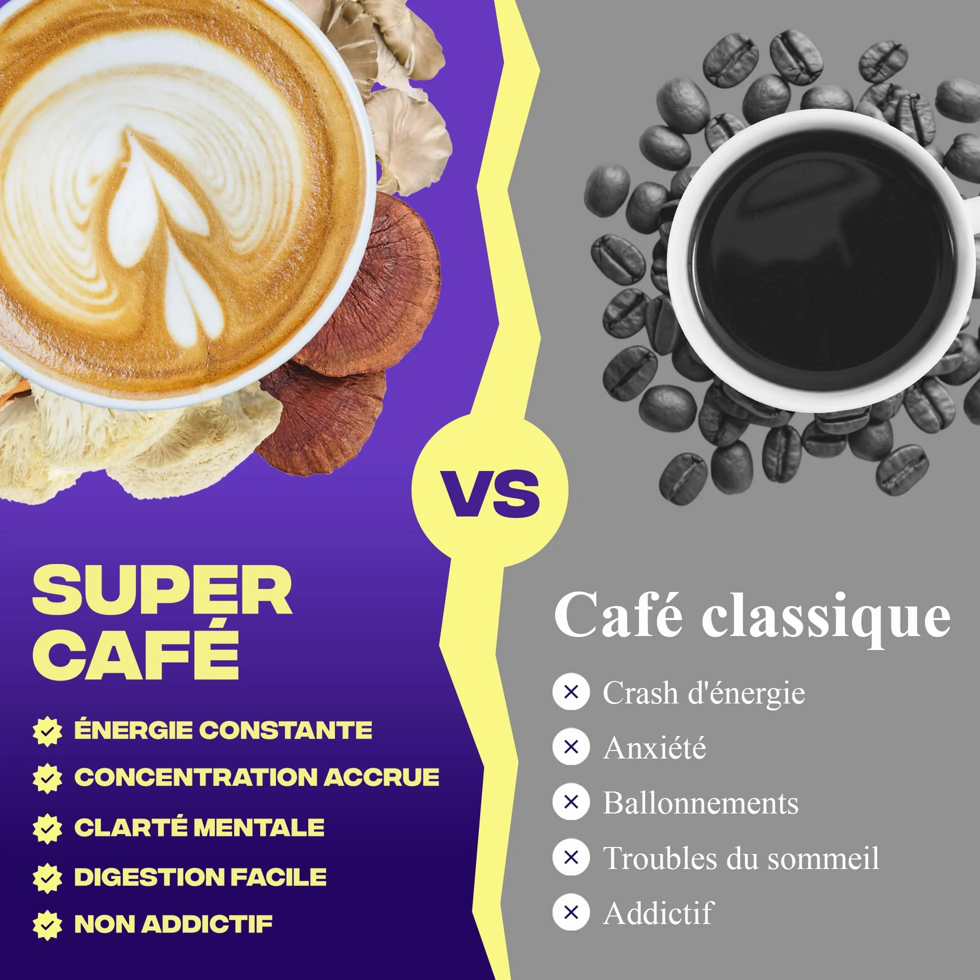 Brainstoorm Mushngo - Súper Café con Hongos Adaptógenos: Lion’s Mane, Cordyceps, Chaga - Vegano - Concentración, Energía, Claridad Mental - 30 tazas de 8g