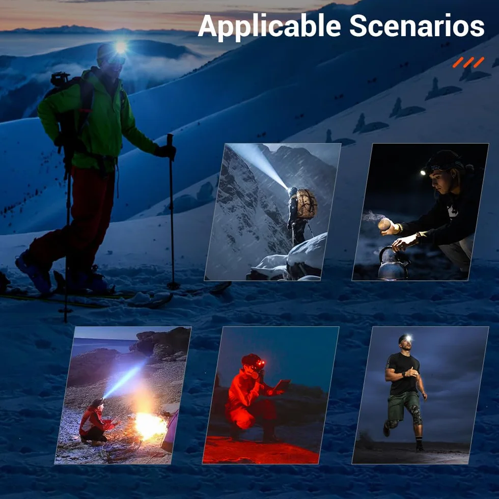 BORUIT BR01 Linterna Frontal LED IP66 Impermeable 4 Modos Luz Roja y Blanca para Running Camping