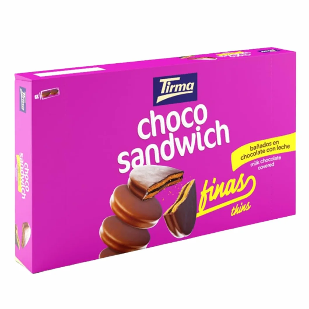 Tirma Choco Sándwich Fino de Chocolate con Leche – 8 Packs de 27,25 g (Estuche de 218 g) | Galletas Dulces con Relleno Bañadas en Chocolate con Leche | Snack Ideal para Merienda y Tentempiés