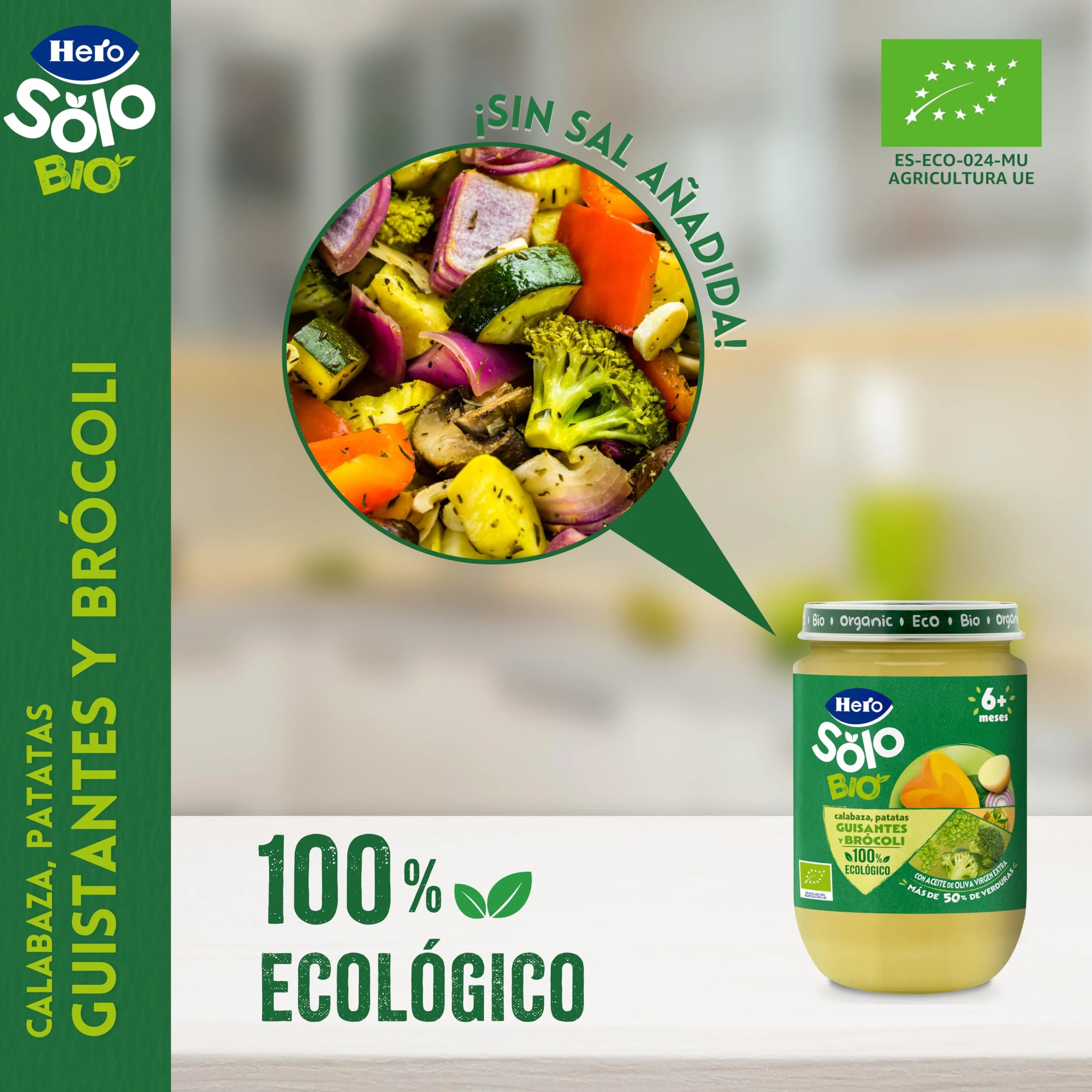 Hero Solo Bio Tarritos de Calabaza, Patatas, Guisantes y Brocoli 100% Ecológico 12 x 190 g