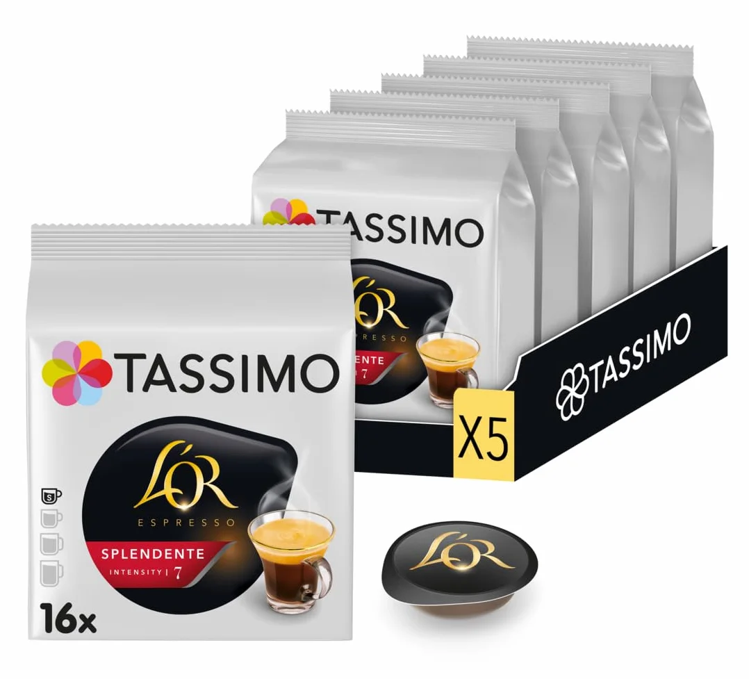 TASSIMO L'Or Café Splendente - 5 paquetes de 16 cápsulas: Total 80 unidades