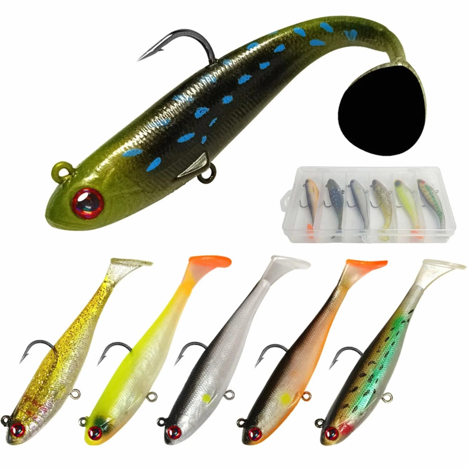 Señuelos de Pesca Goma Suave 9 cm 12,5 g Paddle Tail 3D para Lubina Lucio Carpa Trucha
