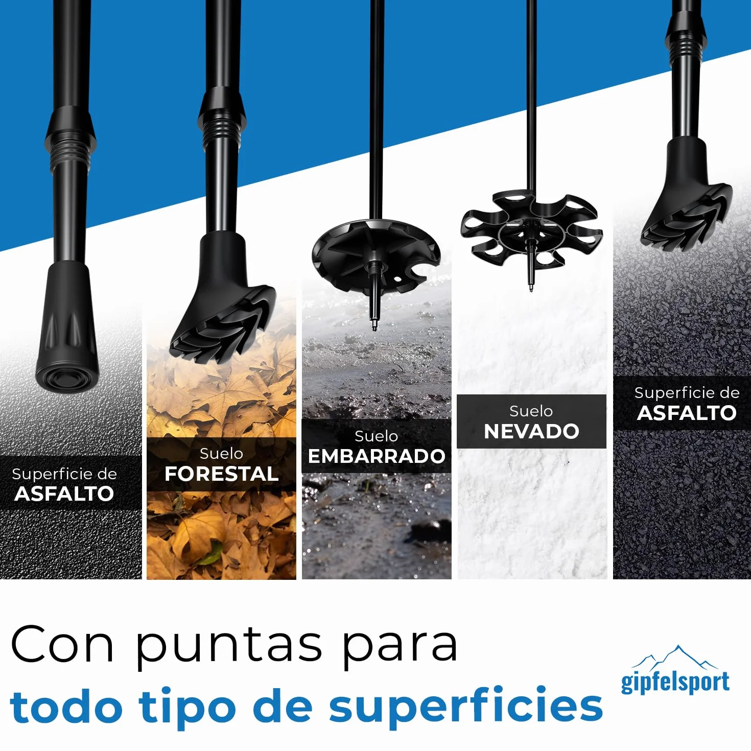 Gipfelsport Bastones de Marcha Nórdica Carbono Aluminio Telescópicos Ajustables 77-120 cm Senderismo