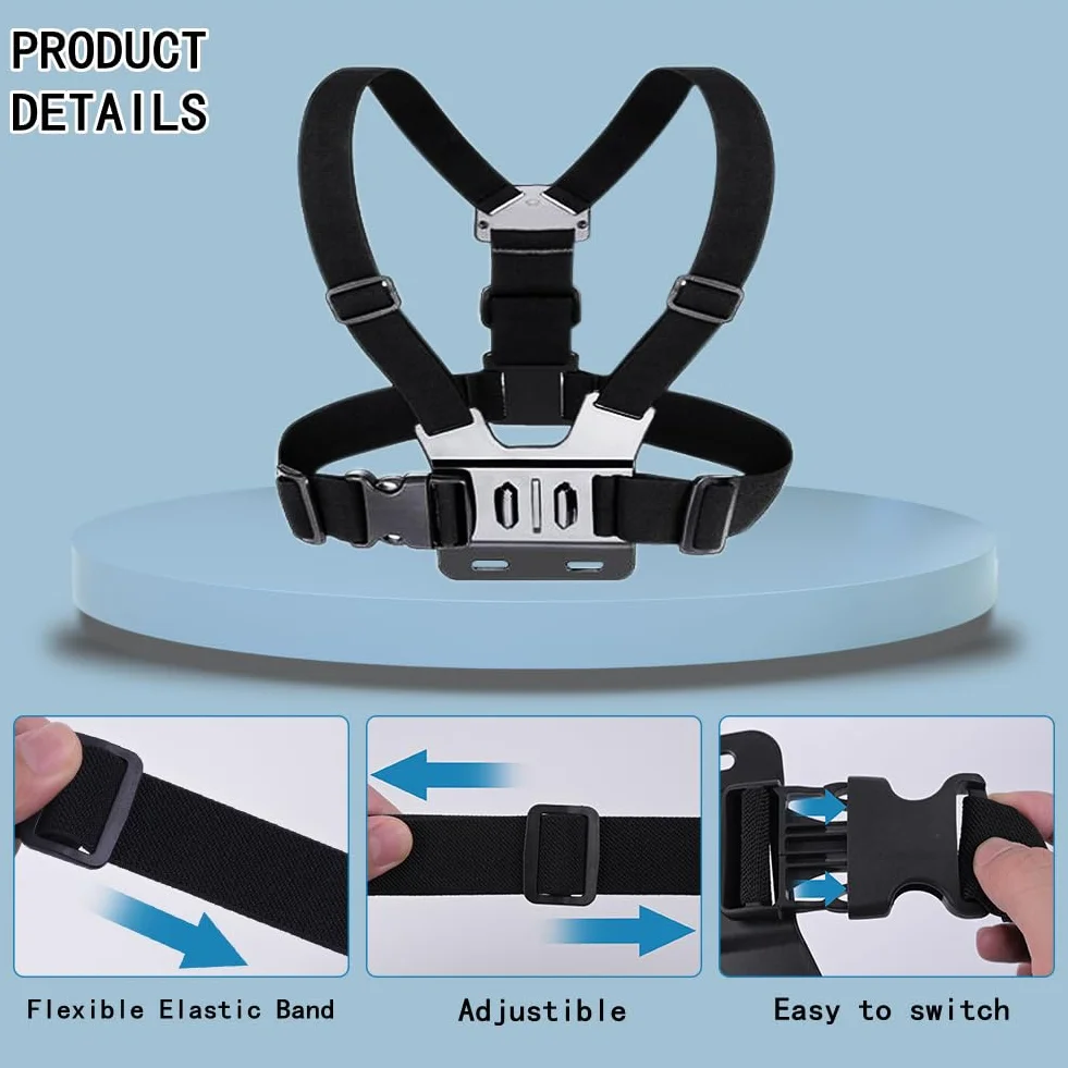 Arnés de Pecho para Cámara de Acción GoPro y Teléfono con Trípode Portátil