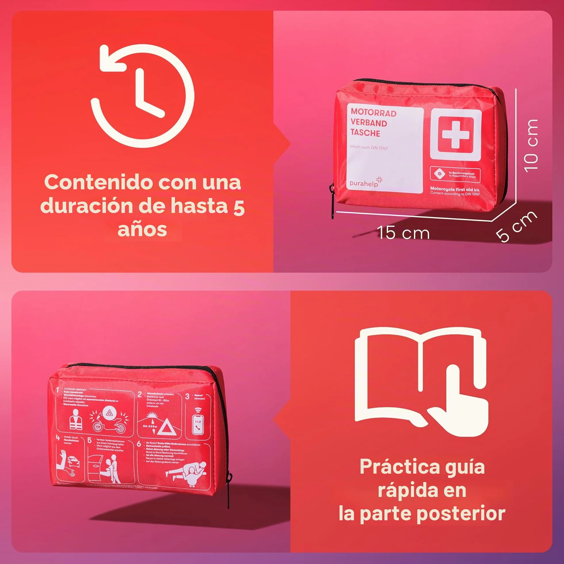 PURAHELP Botiquin Moto Kit Emergencia DIN 13167