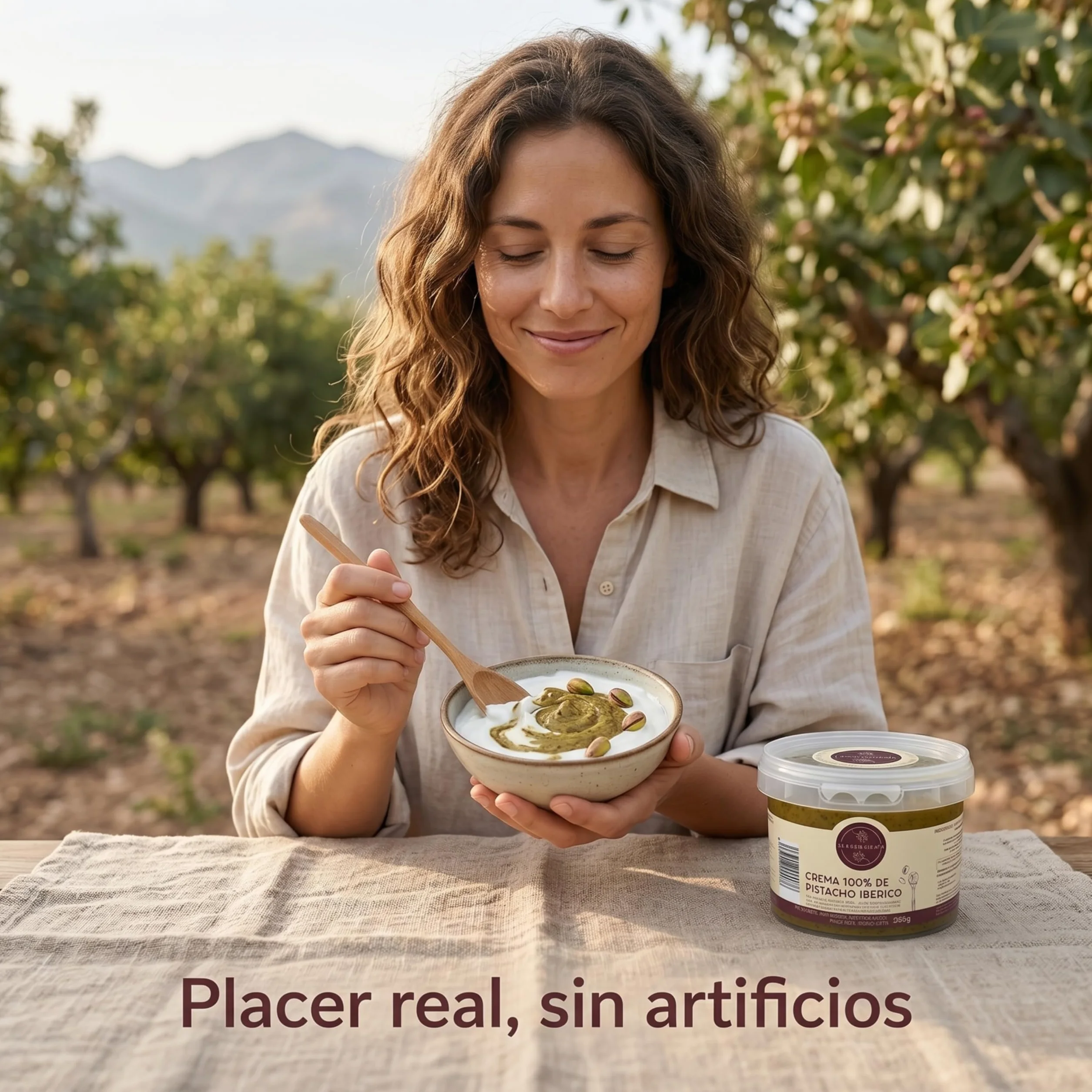 Crema 100% de Pistacho Ibérico – Pasta Pura de Pistacho Natural sin Azúcar ni Aditivos – Textura Cremosa para Postres, Repostería, Desayunos y Recetas Saladas - La Pistachería (250 gr)