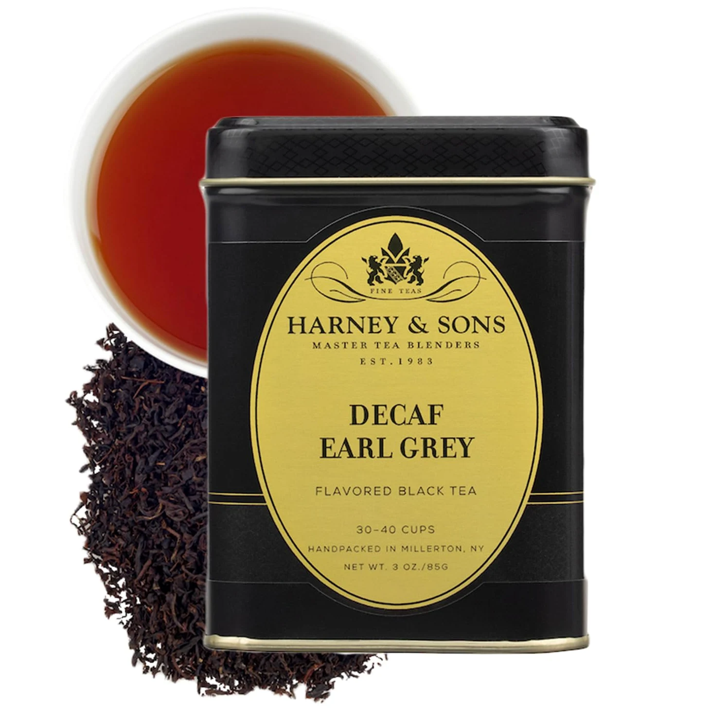 Harney & Sons Earl Grey - Té negro descafeinado (85 g) | Té negro descafeinado con sabor natural a bergamota. 85 g de té de hojas sueltas.