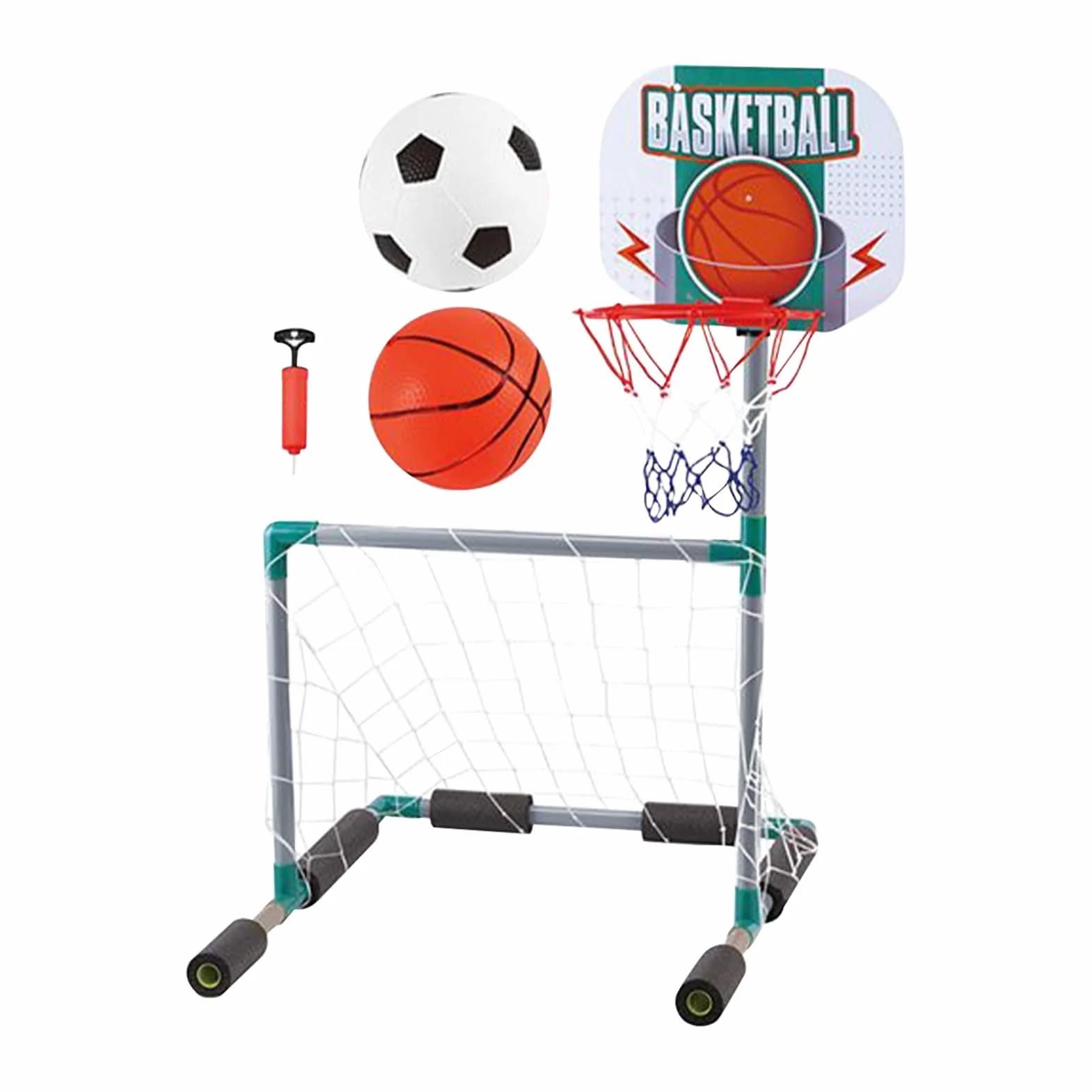 Portería de Fútbol Flotante para Piscina 45x55x70cm EVA+ABS Marco Red Aros Kit Bomba Pelota