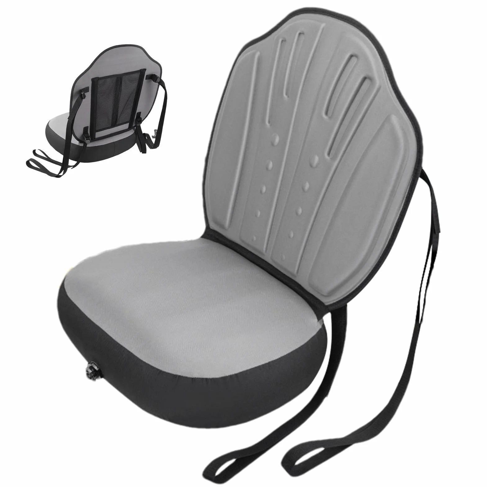 Cojín de asiento inflable para kayak impermeable con respaldo, tela Oxford