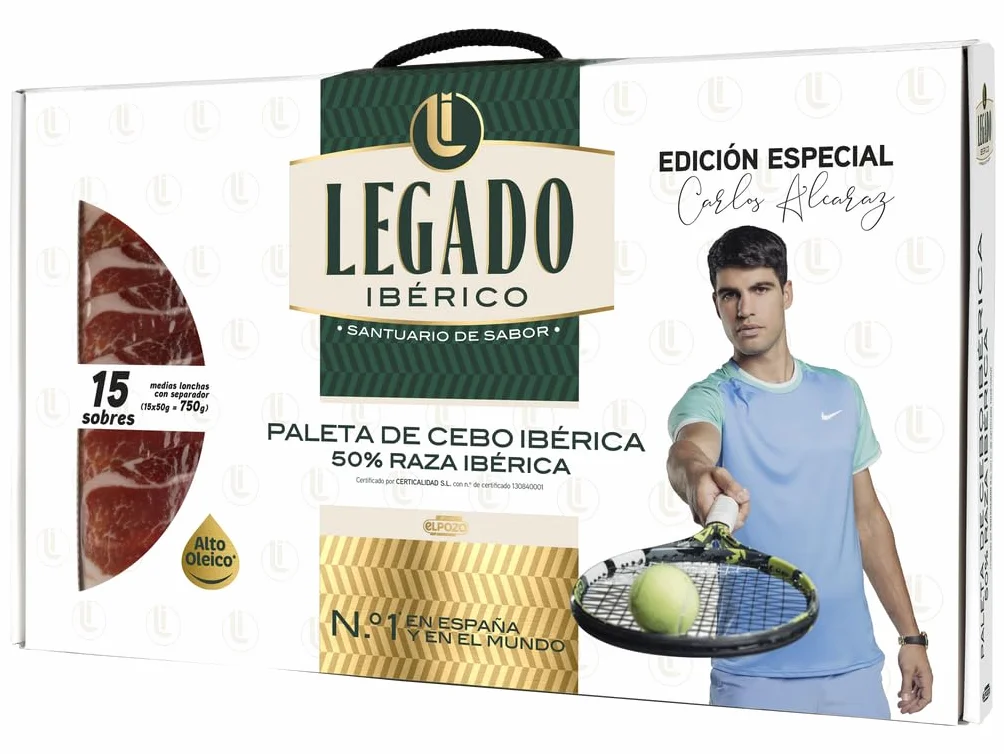 Maletín paleta de cebo ibérico medias lonchas 15x50g Edición especial Carlos Alcaraz