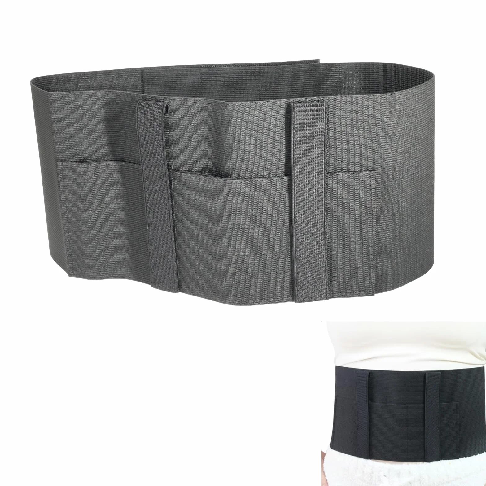 Funda Pistola de Banda para el Vientre, Neopreno Elástico 15cm Ancho, Ajustable hasta 115cm, Transpirable, Alta Retención, Negro