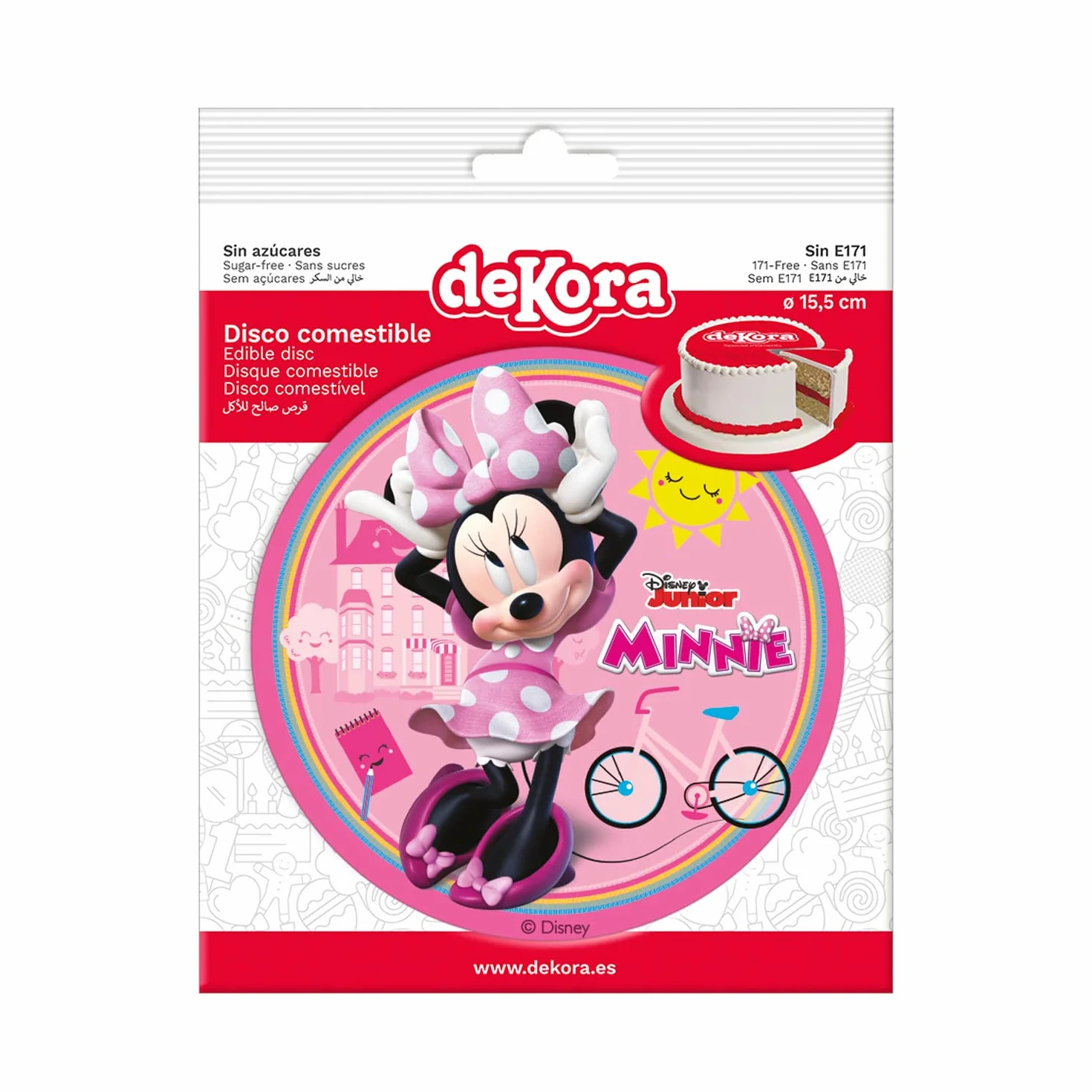 Dekora - Disco Decoración de Tartas de Cumpleaños Infantiles Minnie Mouse - 15,5 cm