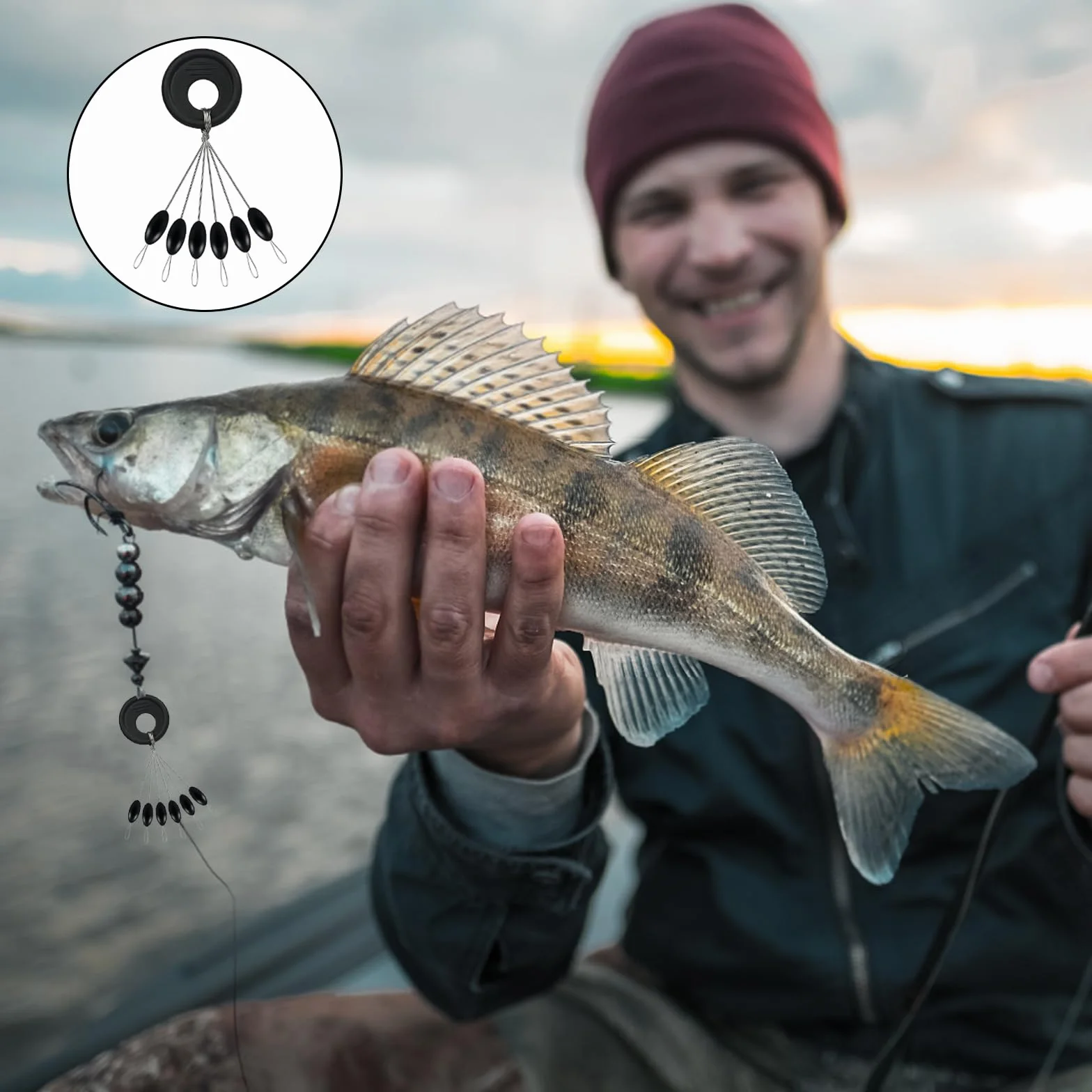 Tapón Flotador de Pesca de Goma 6 en 1, Negro