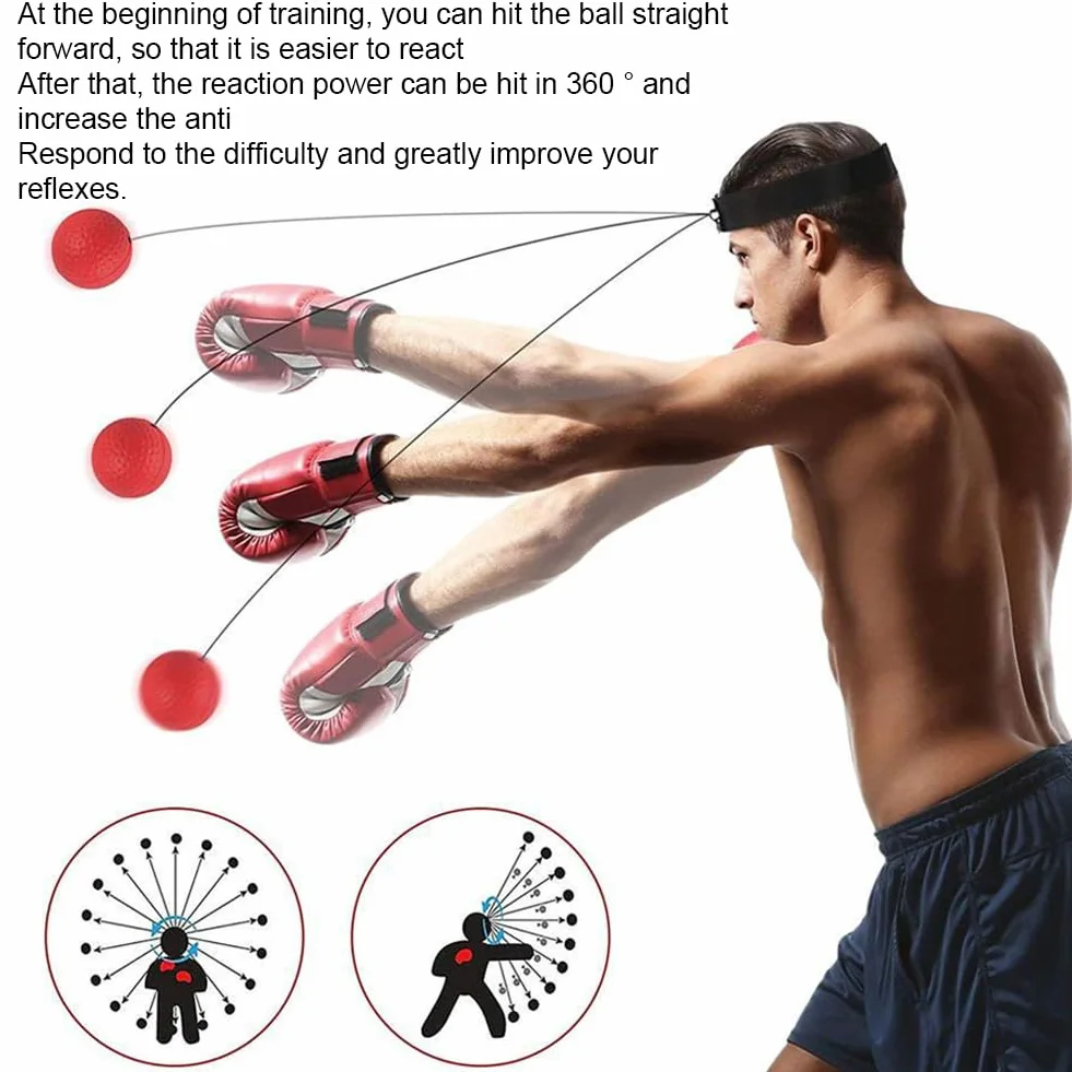 Pelota de Entrenamiento de Boxeo con 2 Diademas Ajustable para Reflejos y Coordinación