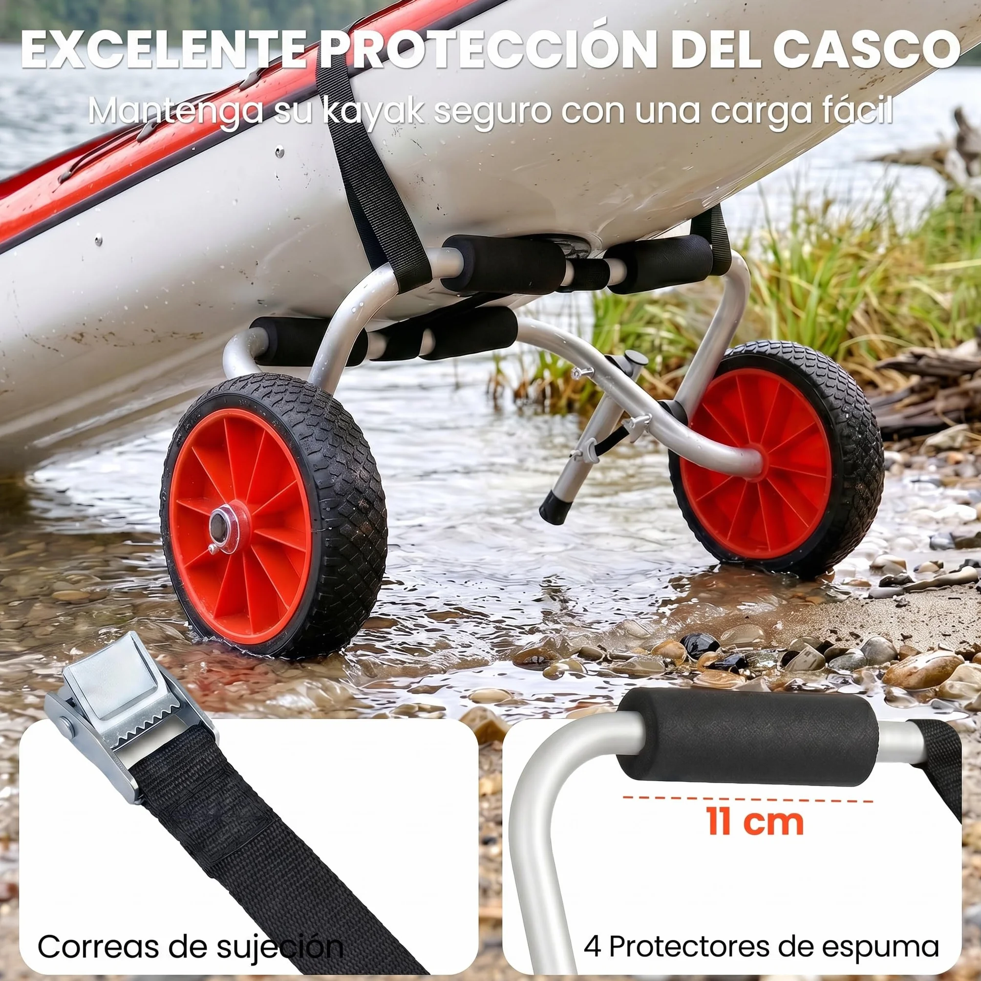 HOMCOM Plegable Carro de Transporte Kayak Carrier 70kg Aluminio 62x35x30 cm