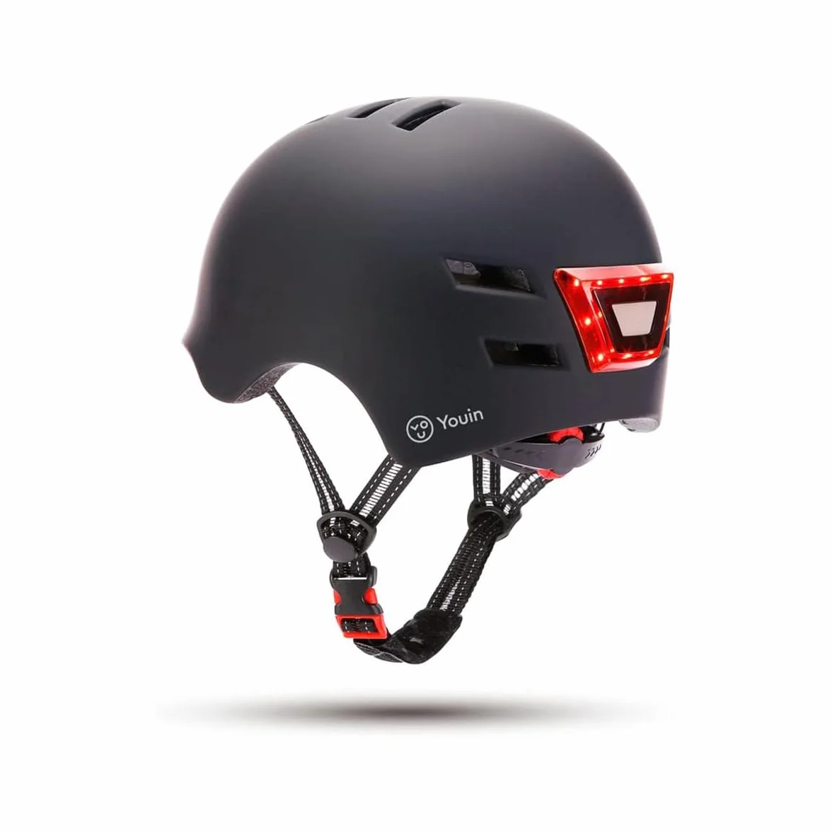 Youin Casco Homologado LED Frontal y Trasera Negro Talla M 52-58cm Protección Visibilidad Patinetes Bicicletas