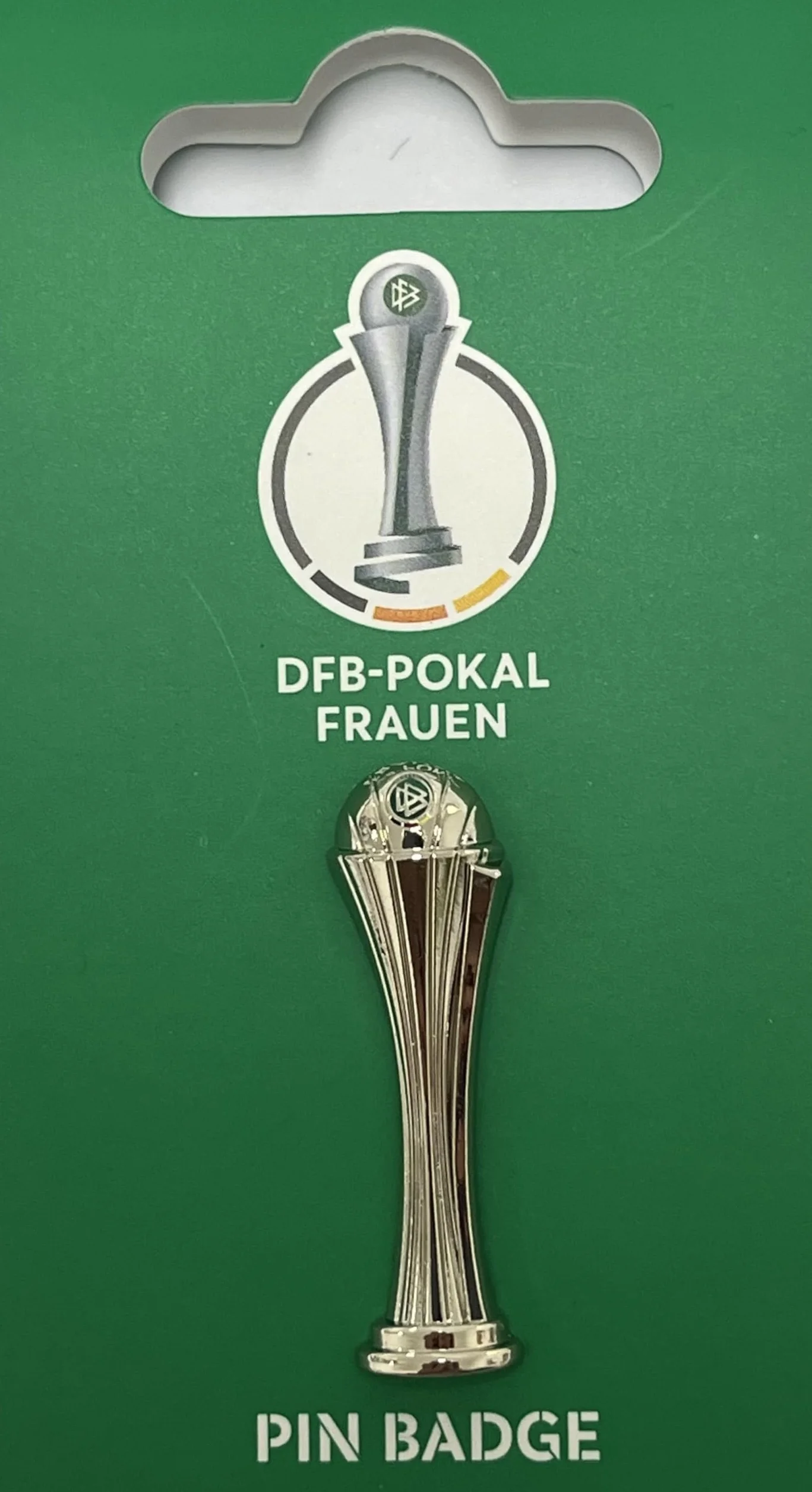 Metall Miniatur DFB-Pokal Frauenfußball Anstecknadel 30 mm Höhe offizielles Lizenzprodukt