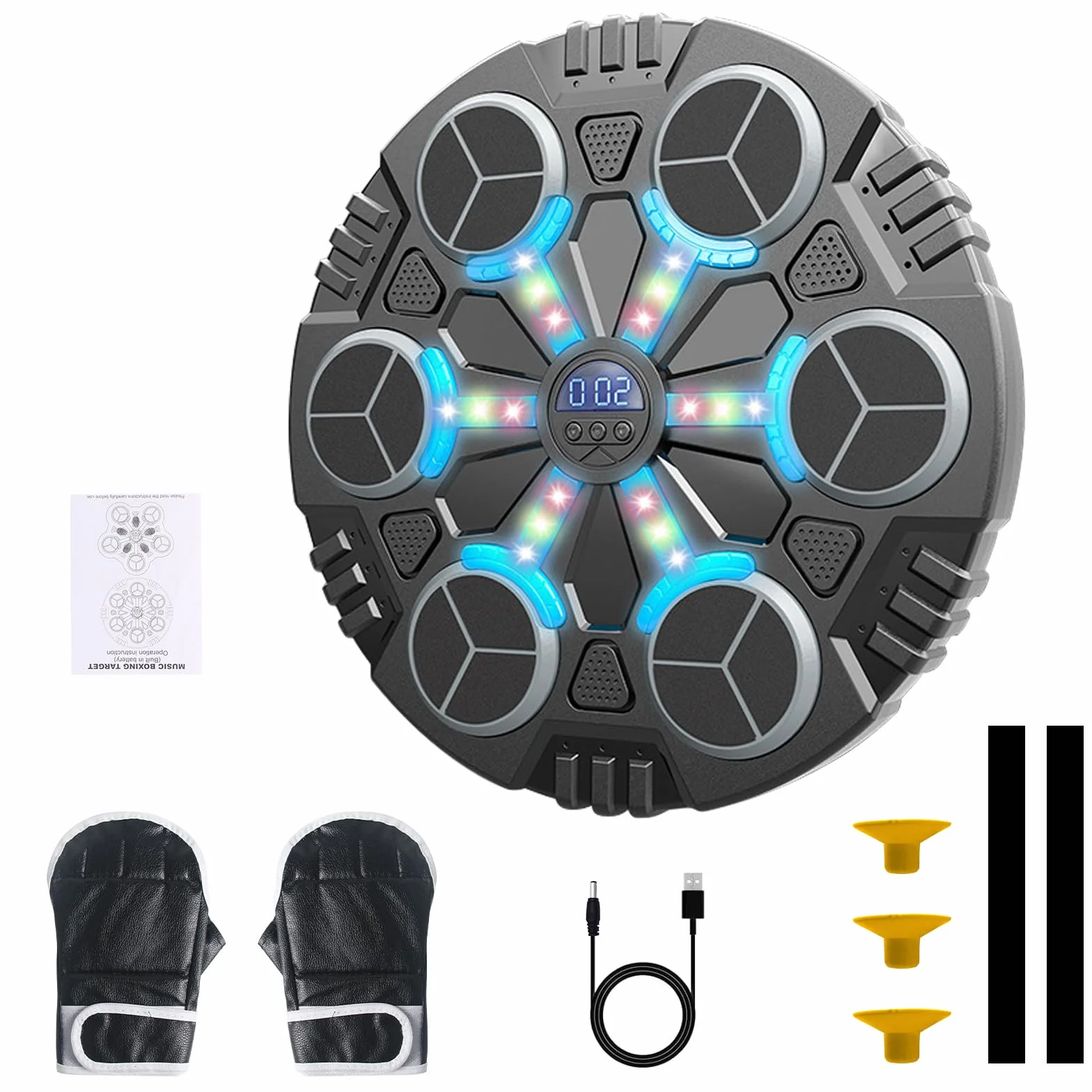 Máquina de Boxeo Musical LED con Guantes, 3 Velocidades Ajustables, Bluetooth para Adultos y Niños