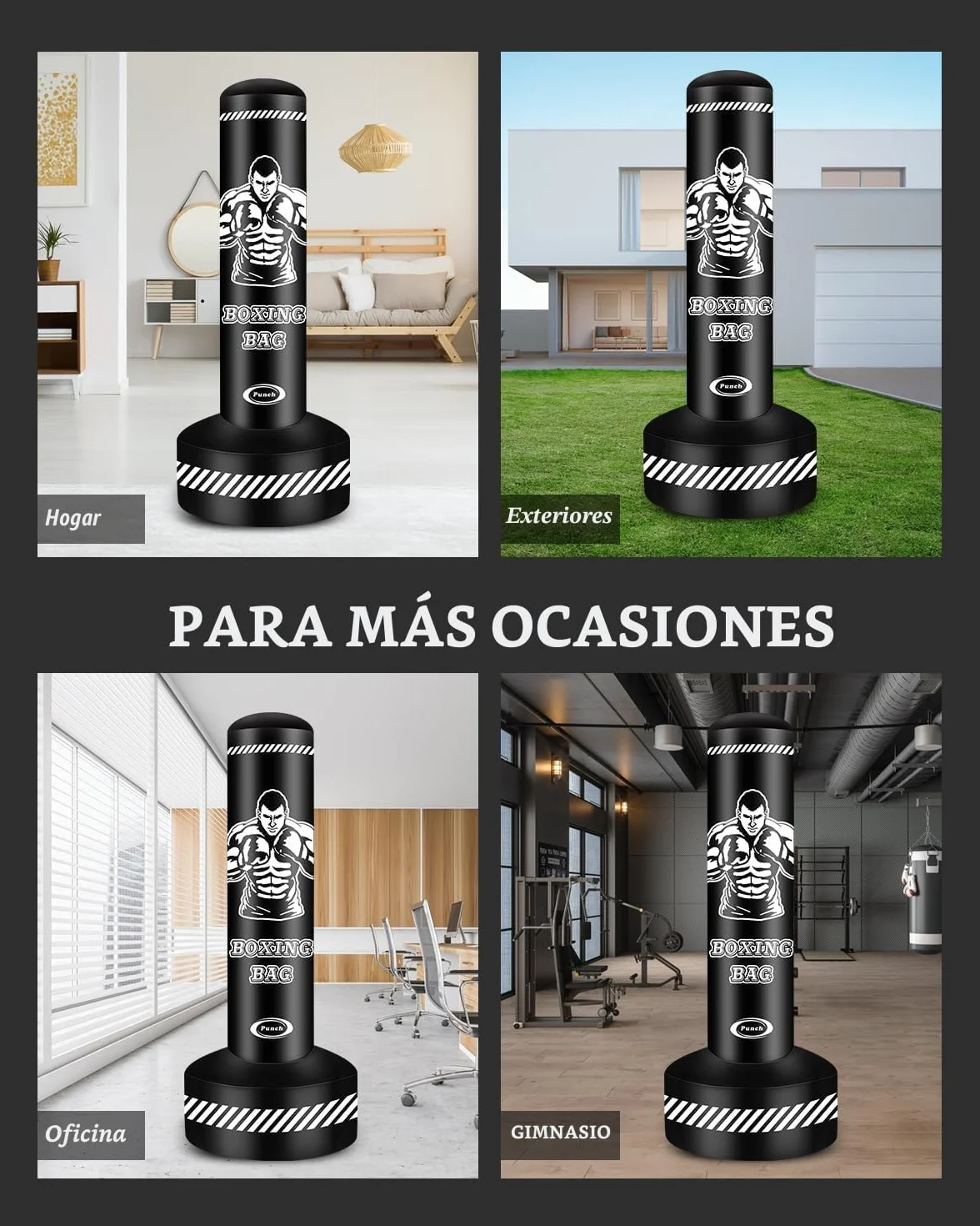 Saco de Boxeo para Adultos 180 cm Inflable Pesado con Soporte Kickboxing Artes Marciales Mixtas