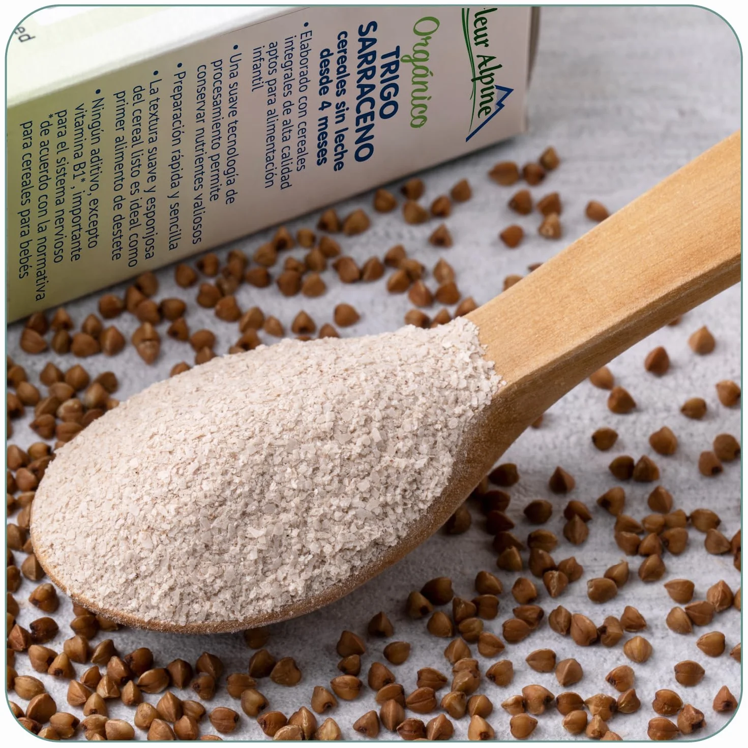 FLEUR ALPINE Alimentos para Bebés | Paquete x3 Cereales Orgánicos de Trigo Sarraceno - Gachas para Desayunos | Gachas Nutritivas Instantáneas Sin Gluten 4+ Meses Sin Azúcares Añadidos | 3x7 Porciones
