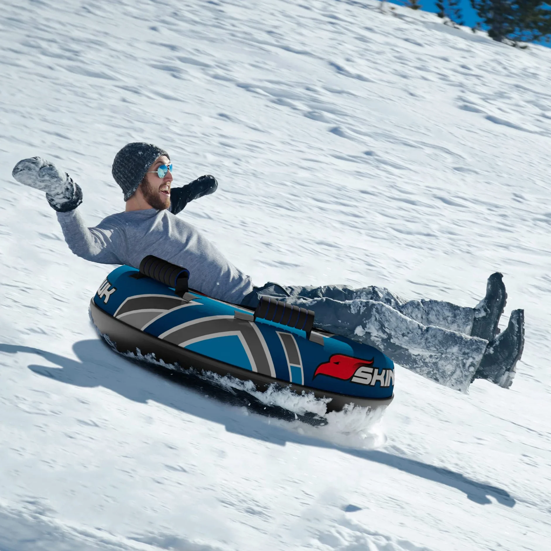 SKINHAWK Profi Snow Tube 80 cm Antideslizante Azul