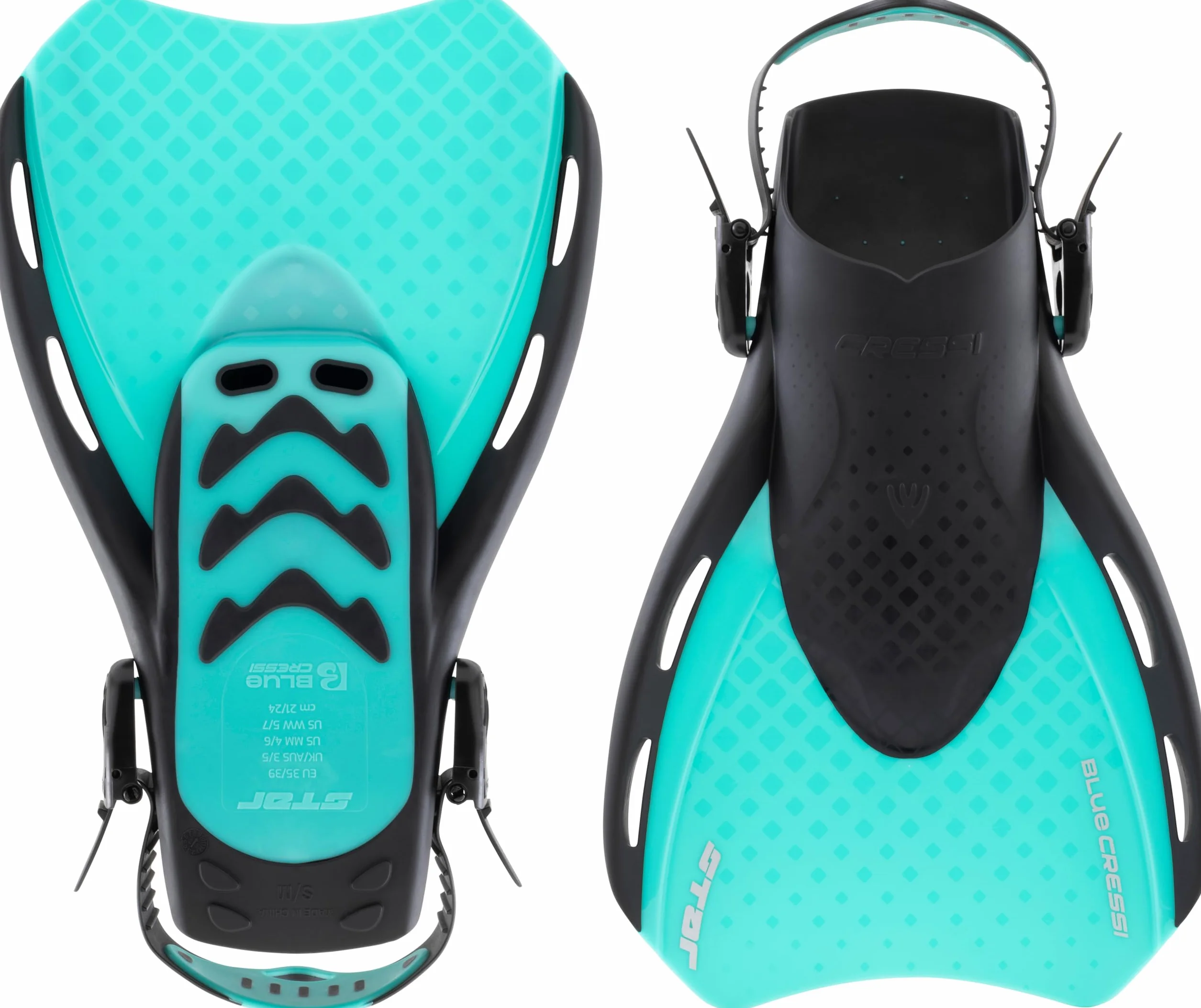 CRESSI Star Fins Aletas Compactas Ajustables Potente Pala Ventilada Cómoda Zapata para Nadar Snorkel Viajar Adultos