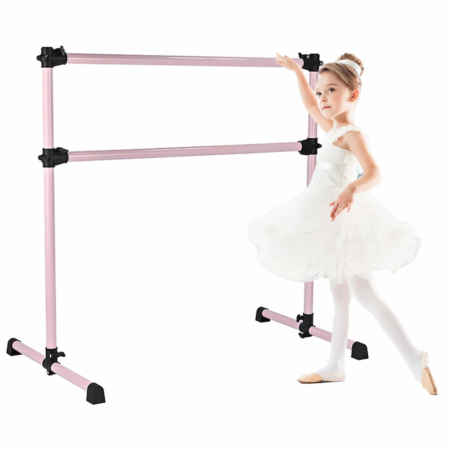 Barra de ballet independiente ajustable con almohadillas antideslizantes, doble barra portátil para entrenamiento en casa