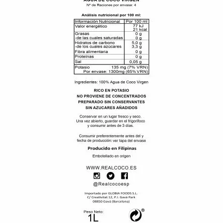 Real Coco Original 1L Caja 12 unidades