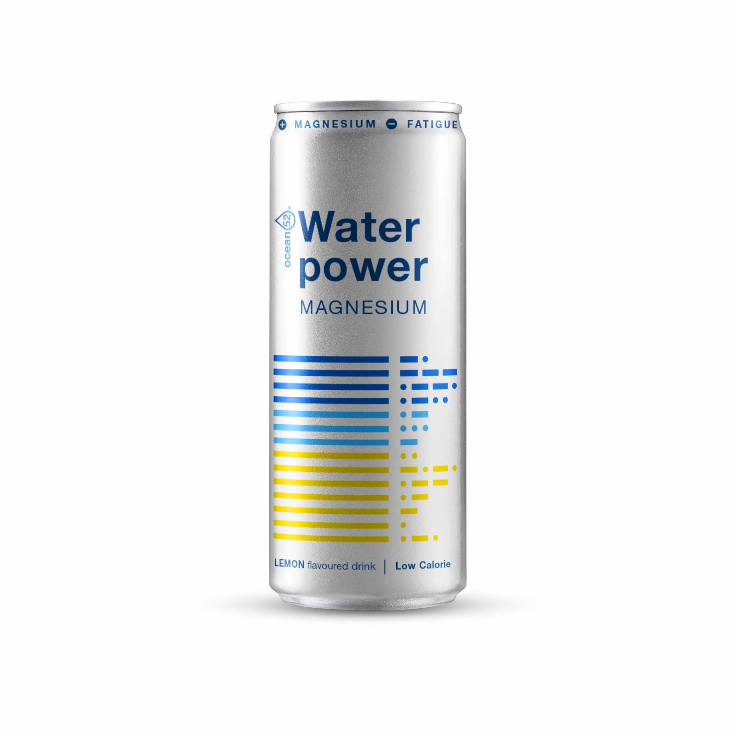Agua en lata Water Power, de Ocean52. Agua Mineral Natural con Limón y Magnesio - Pack 24 unidades x 33cl. Agua en packs de 24 latas de 33cl. Agua mineral en lata x 24.