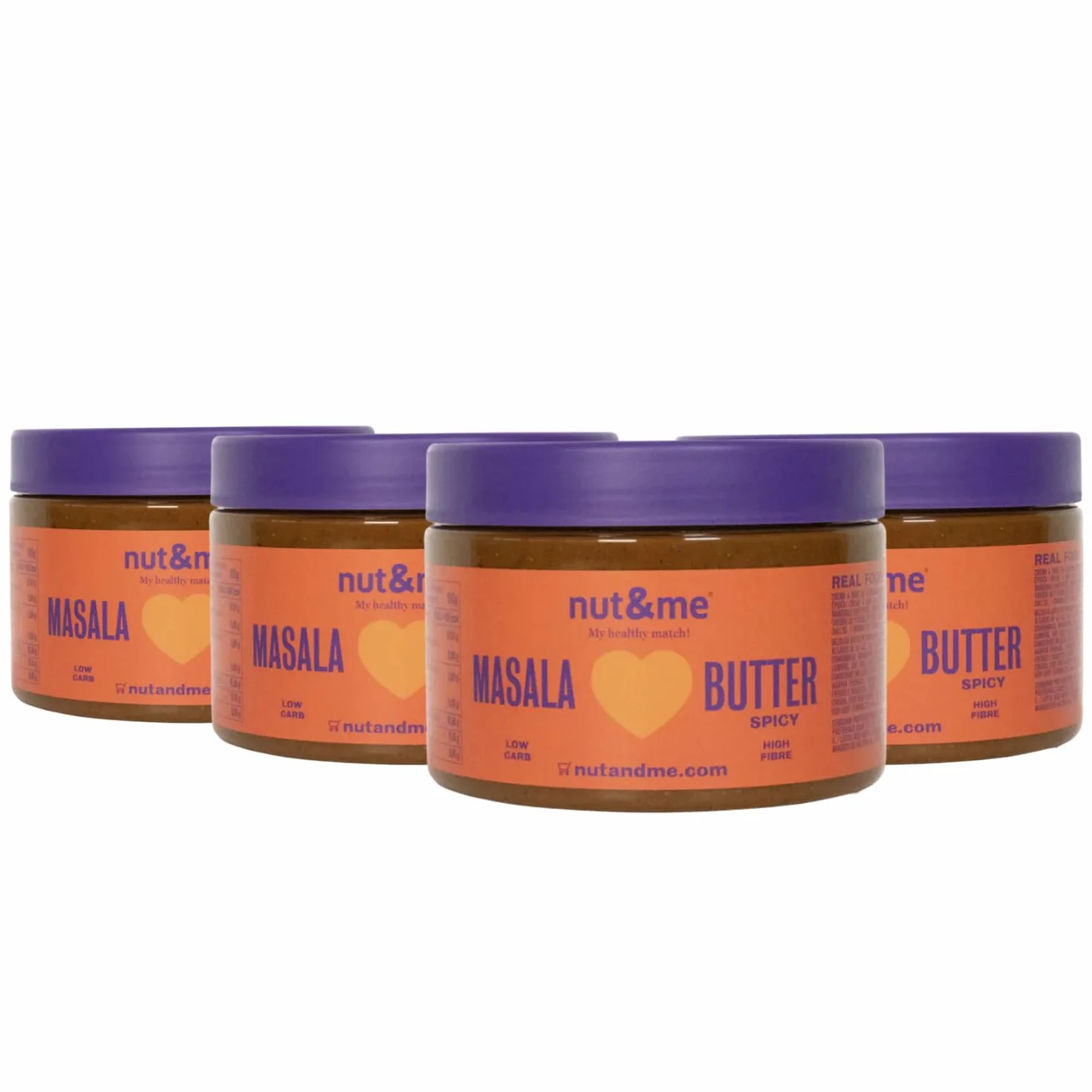 Crema Masala Spicy 1 kg nut&me | Ligeramente Picante | 65% Almendras | 100% Natural | Cúrcuma, Comino y Cilantro | Pack 4 x 250 gr