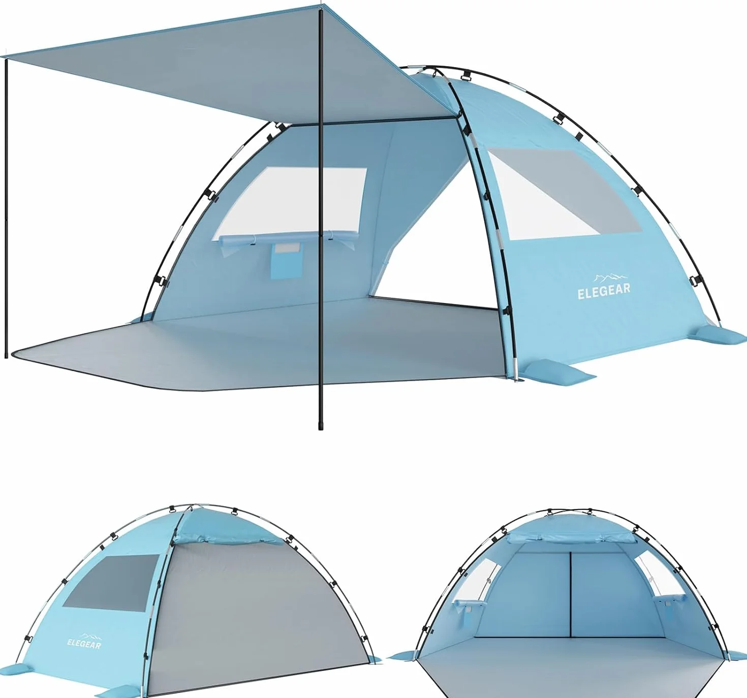 Elegear Tienda de Playa 6-8 Personas Protección UV UPF 50+ Portátil 260x165x150cm Azul