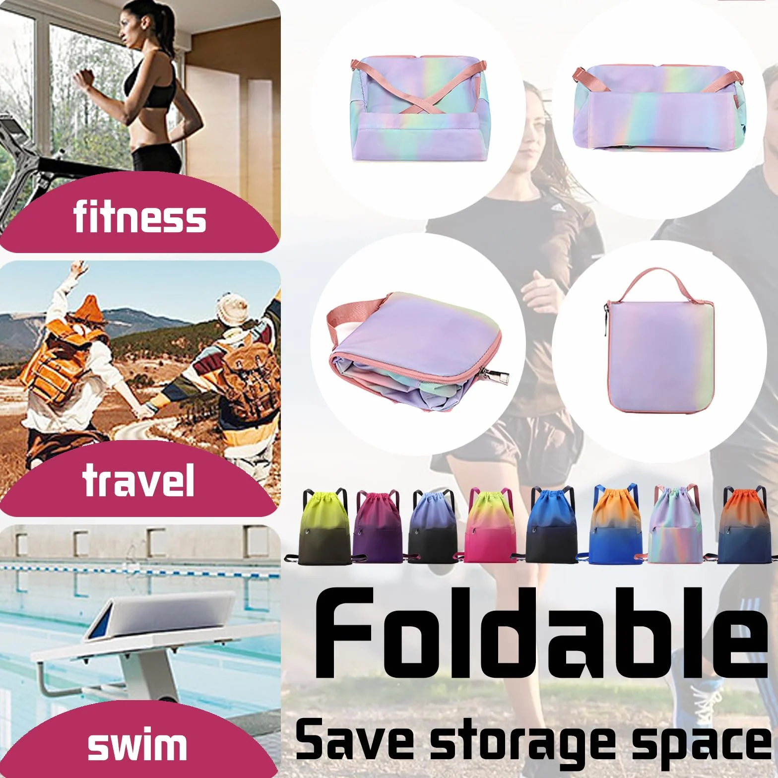 Mochila Deportiva Impermeable para Mujer Hombre Fitness Playa Viaje