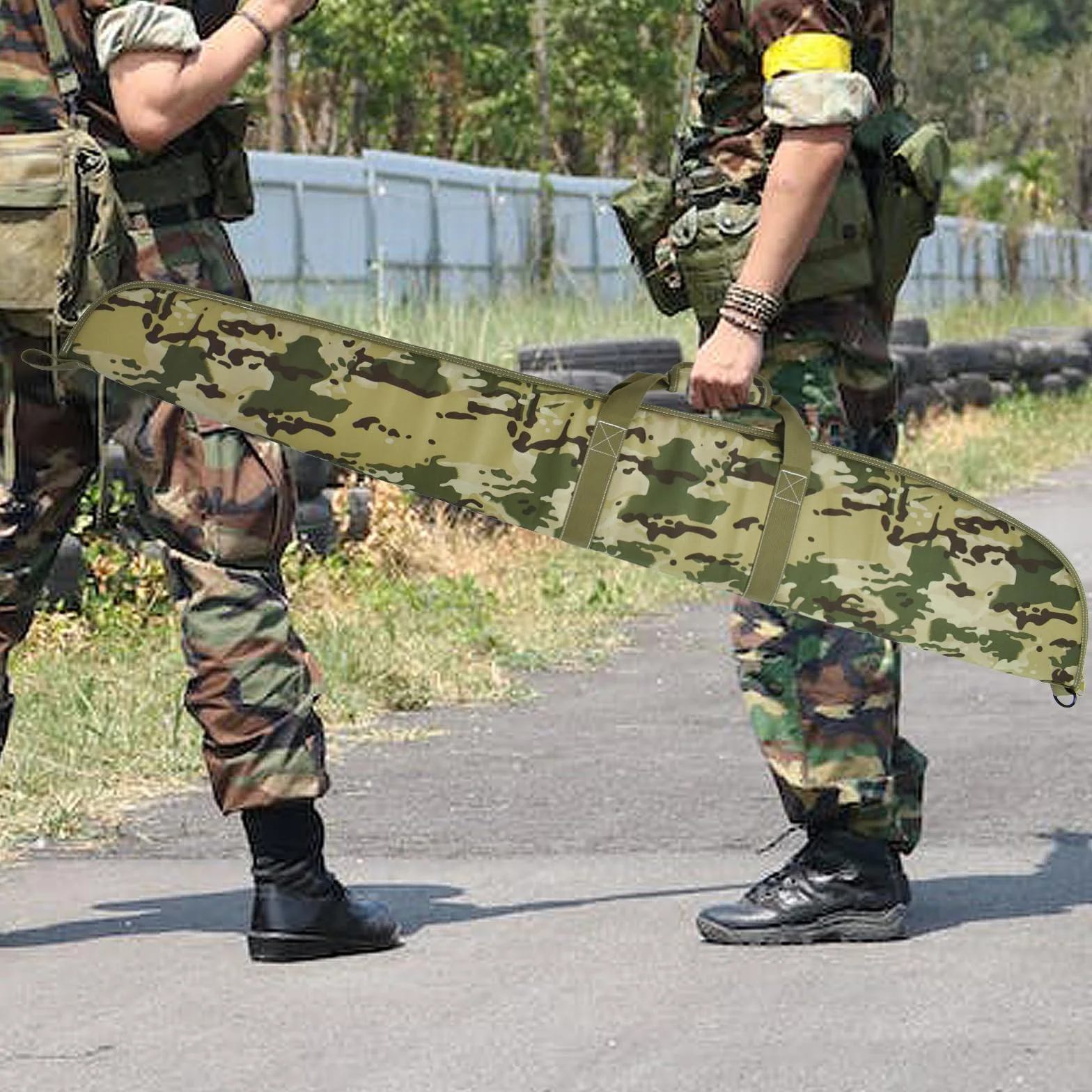 AUMTISC Maleta Rifle Escopeta Estuche Transporte Armas Largas Caza Tiro Espuma Acolchada
