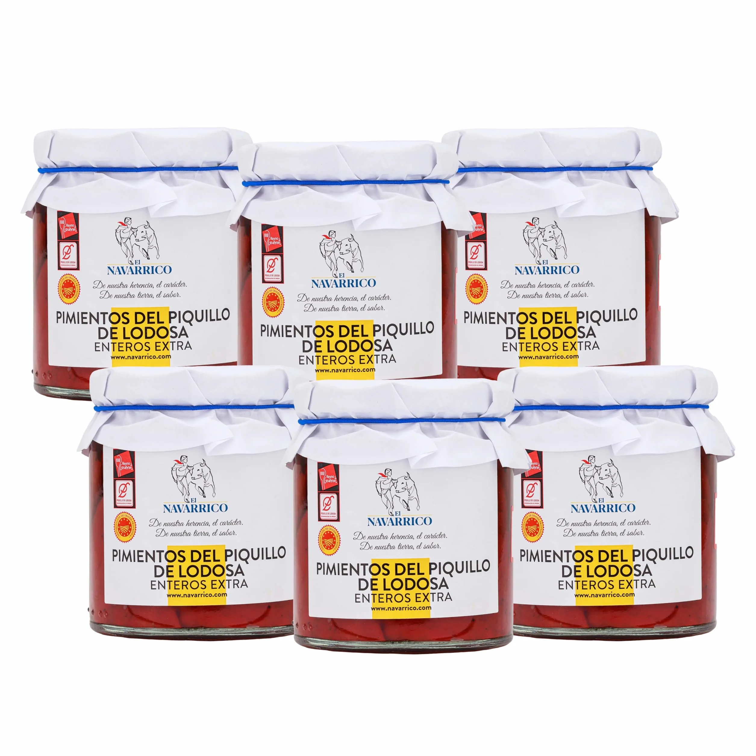 El Navarrico - Pimientos del Piquillo de la Denominación de Origen Lodosa | Agricultura Tradicional | Naturales y Frescos | Pack de 6 (220 gr - tarro)