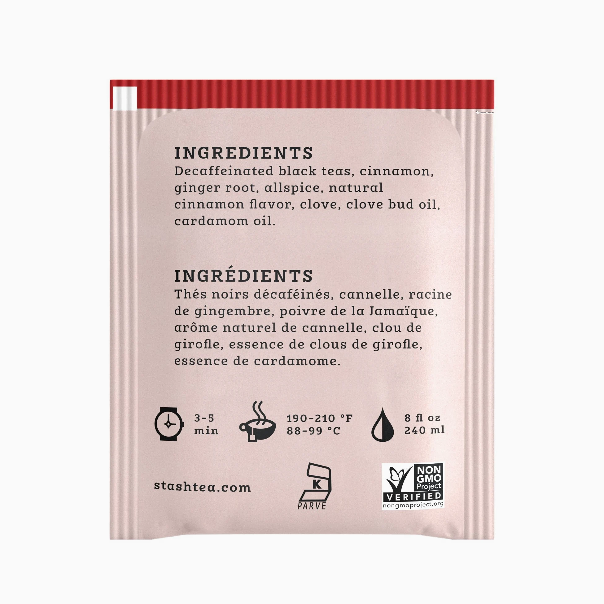 Stash Tea Decaf Chai Spice Black Tea, 100 Count Box of Tea Bags in Foil