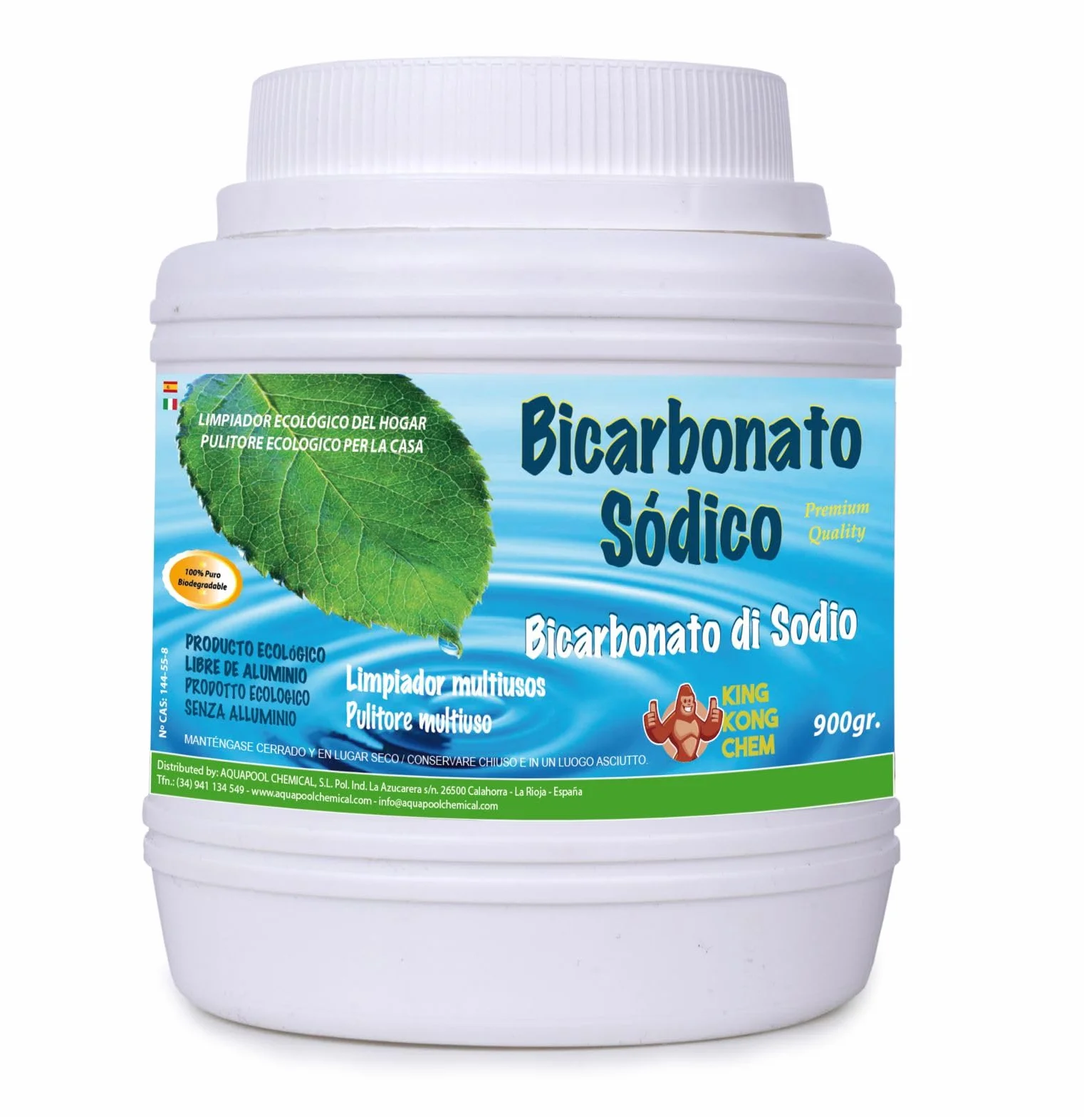 BICARBONATO SÓDICO - Limpiador ecológico. Incluye cucharilla dosificadora. Envase de seguridad (900 GR.)
