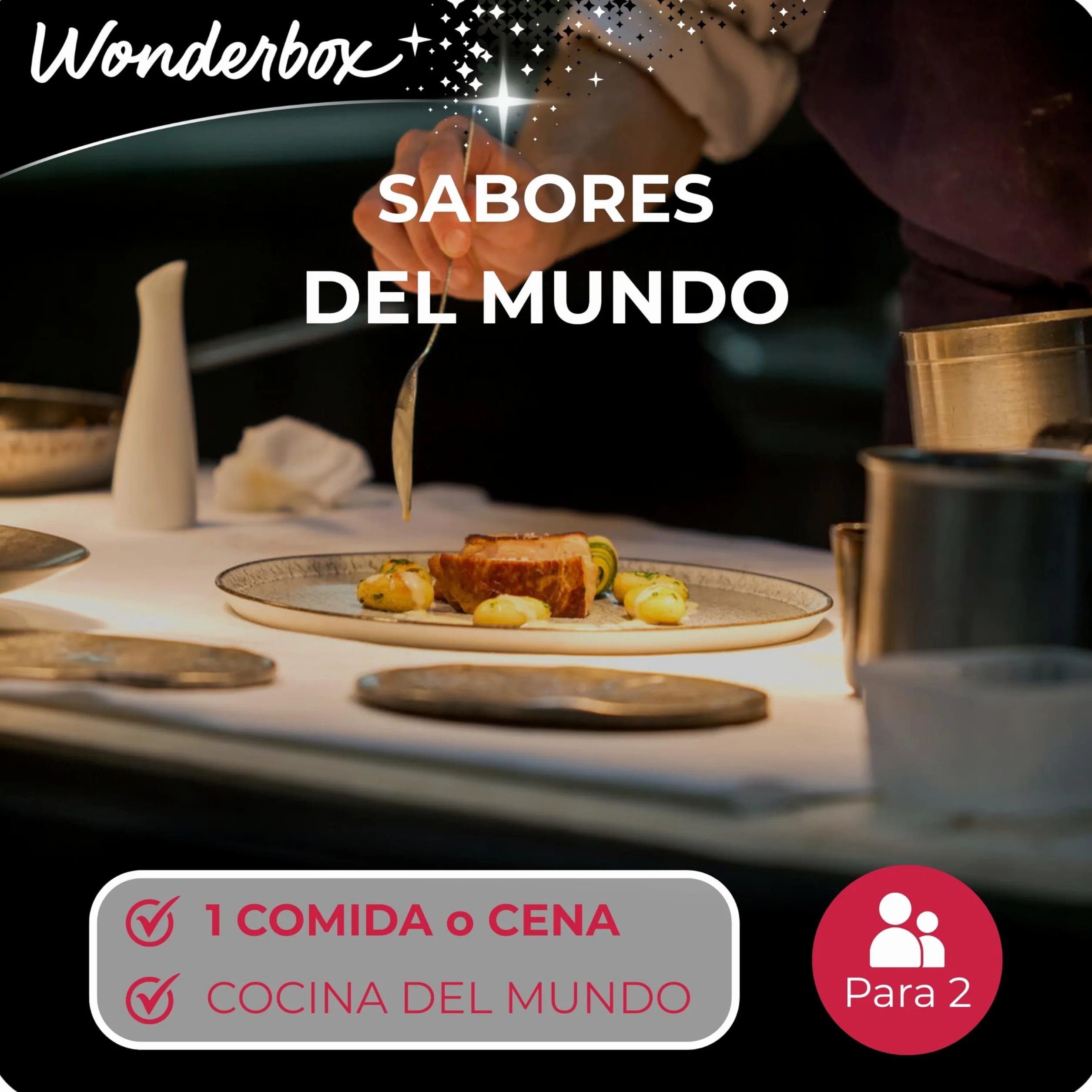 WONDERBOX Caja Regalo -SABORES del Mundo- 500 restaurantes para Dos Personas