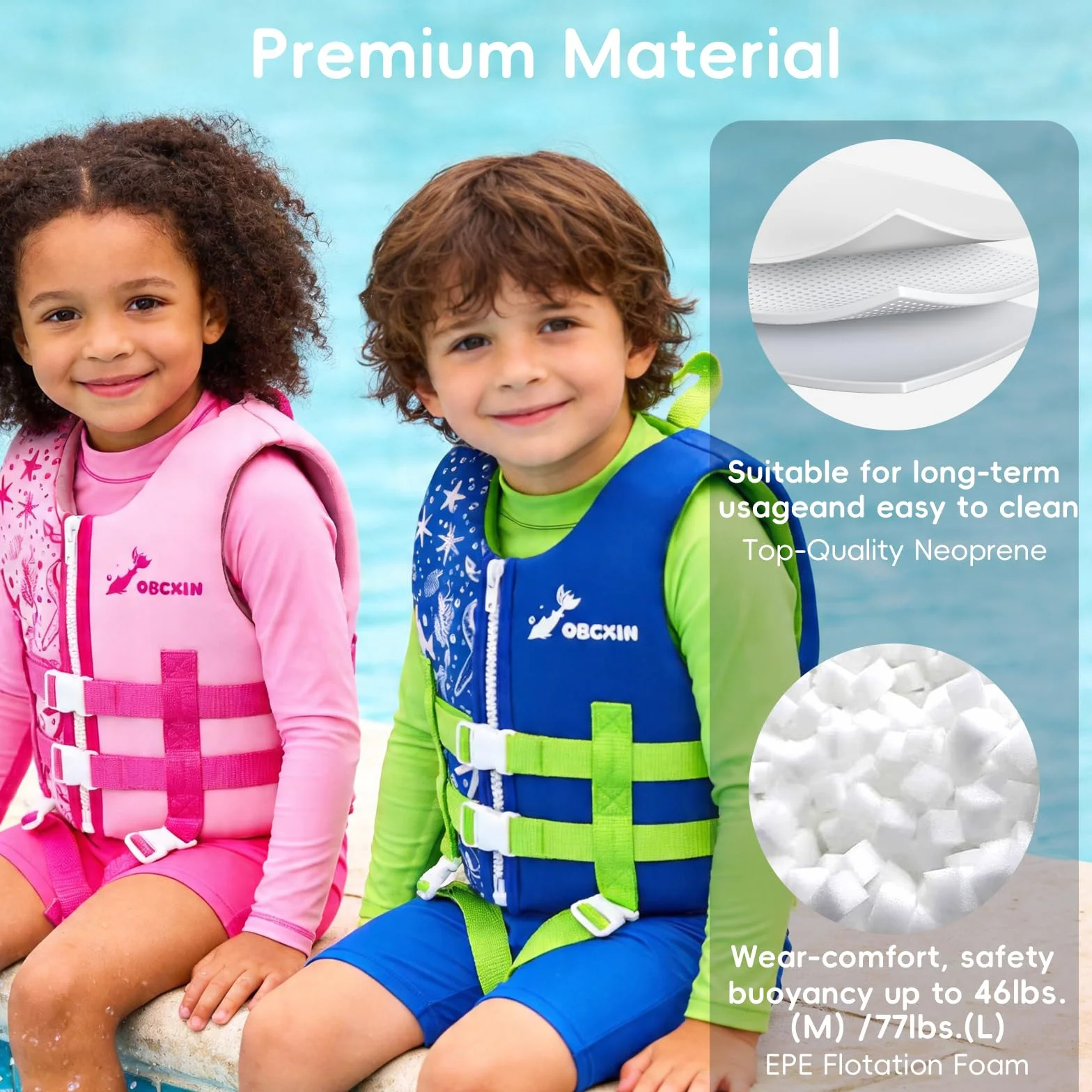 Chaleco de Natación para Niños Flotador Ajustable Neopreno Suave TÜV geprüft