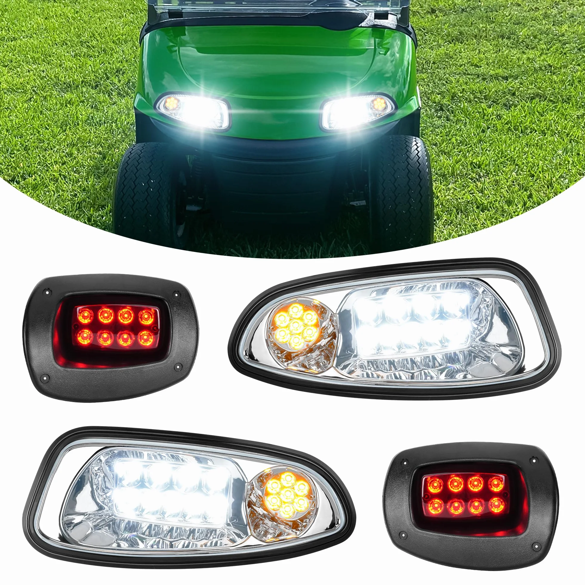 Golf Buggy LED Faros Luces Traseras Kit 08-18 EZGO RXV Interruptor Indicador Luces Freno Cuerno Arnés 12V