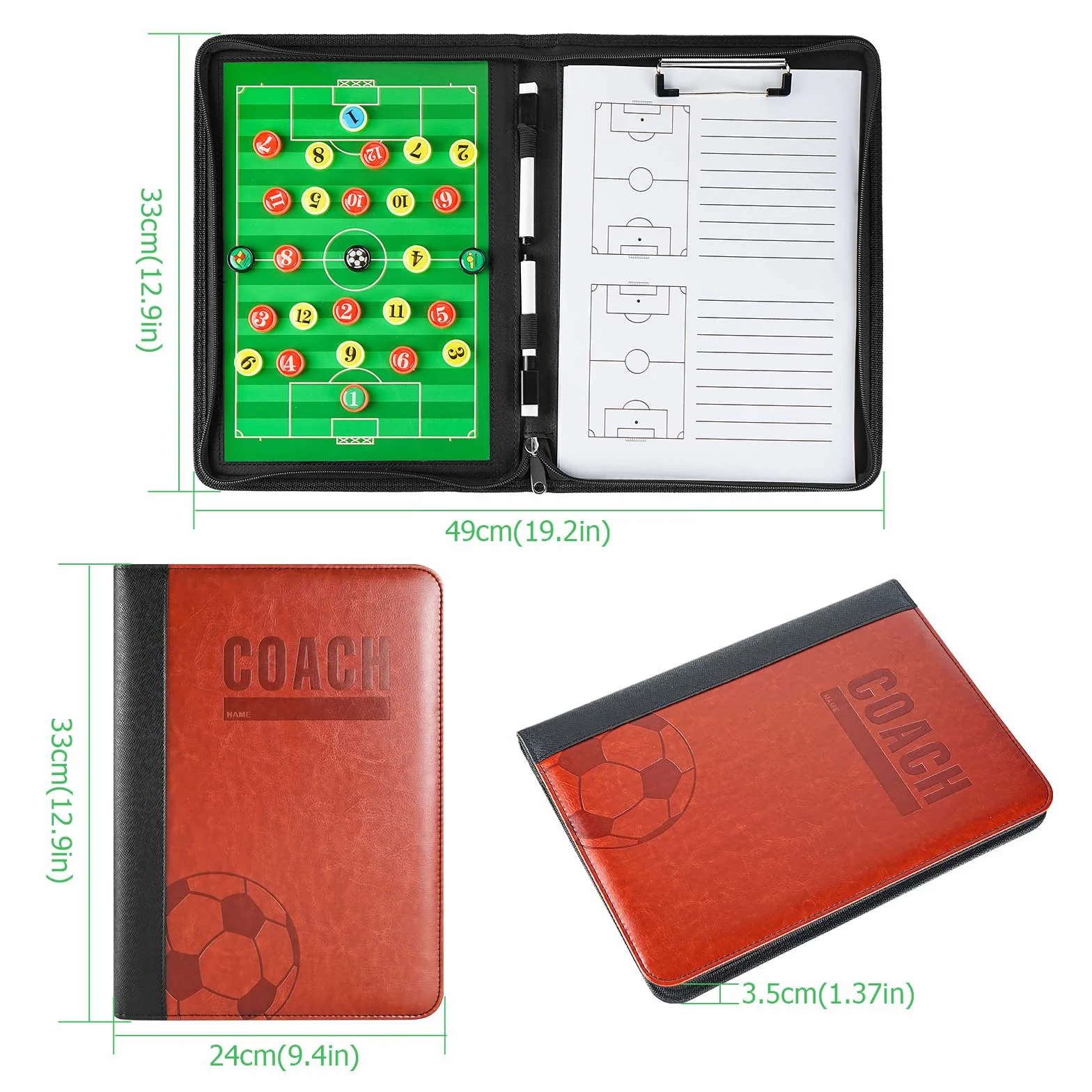 Pizarra Futbol Entrenador Carpeta Táctica Magnética Plegable con Imanes para Estrategia
