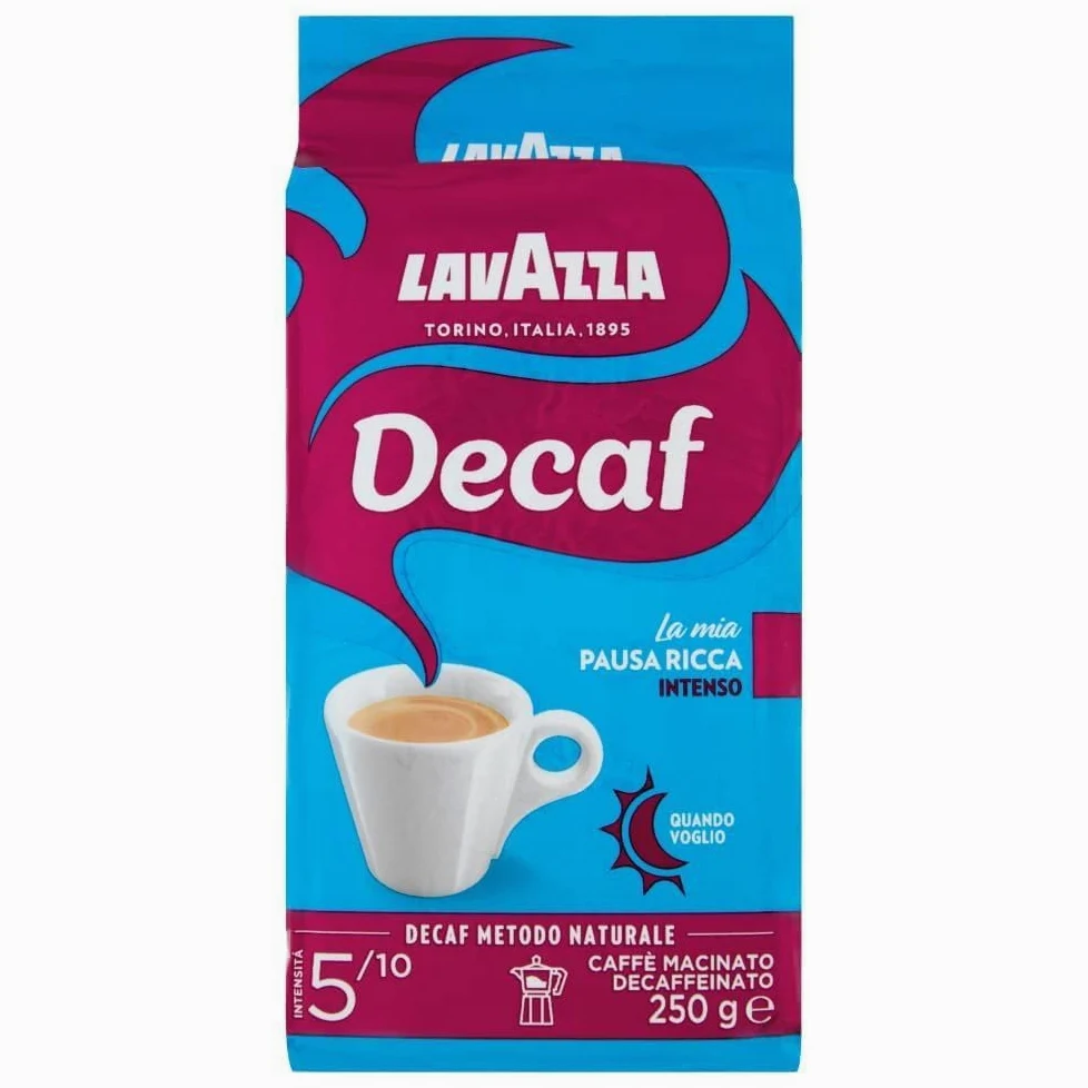 Lavazza Caffè Macinato Descafeinado Dek Intenso - 10 paquetes de 250 gramos [2,5 Kg]