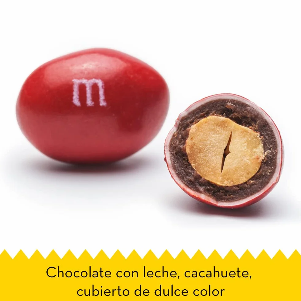 M&M's Peanuts Snack en Bolitas de Colores con Cacahuete y Chocolate con Leche, Pack Ideal para Compartir o Regalar en Navidad, 24 x 45g