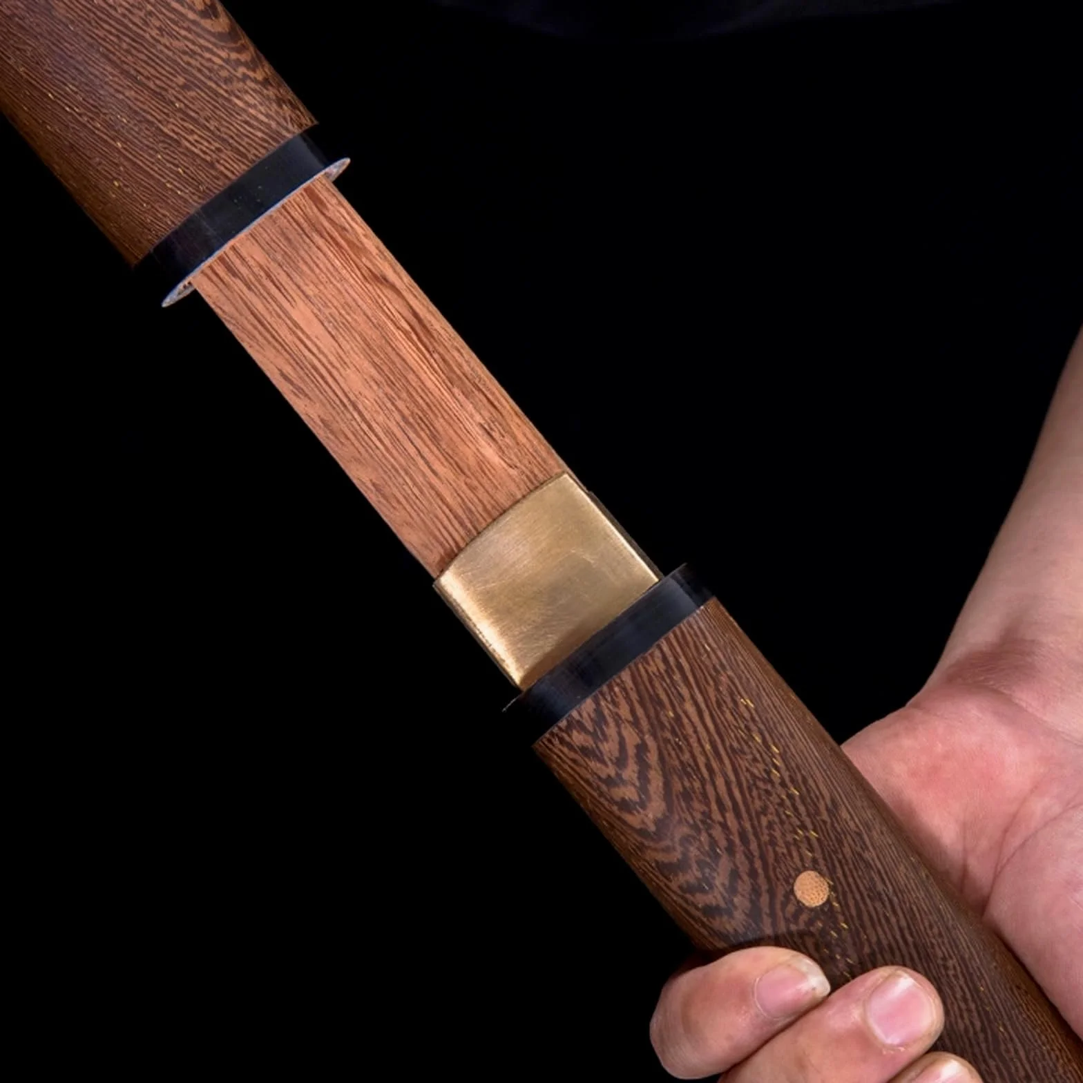 Espada recta samurái de palisandro natural 103 cm con vaina de wengué, bokken hecho a mano para práctica de kendo