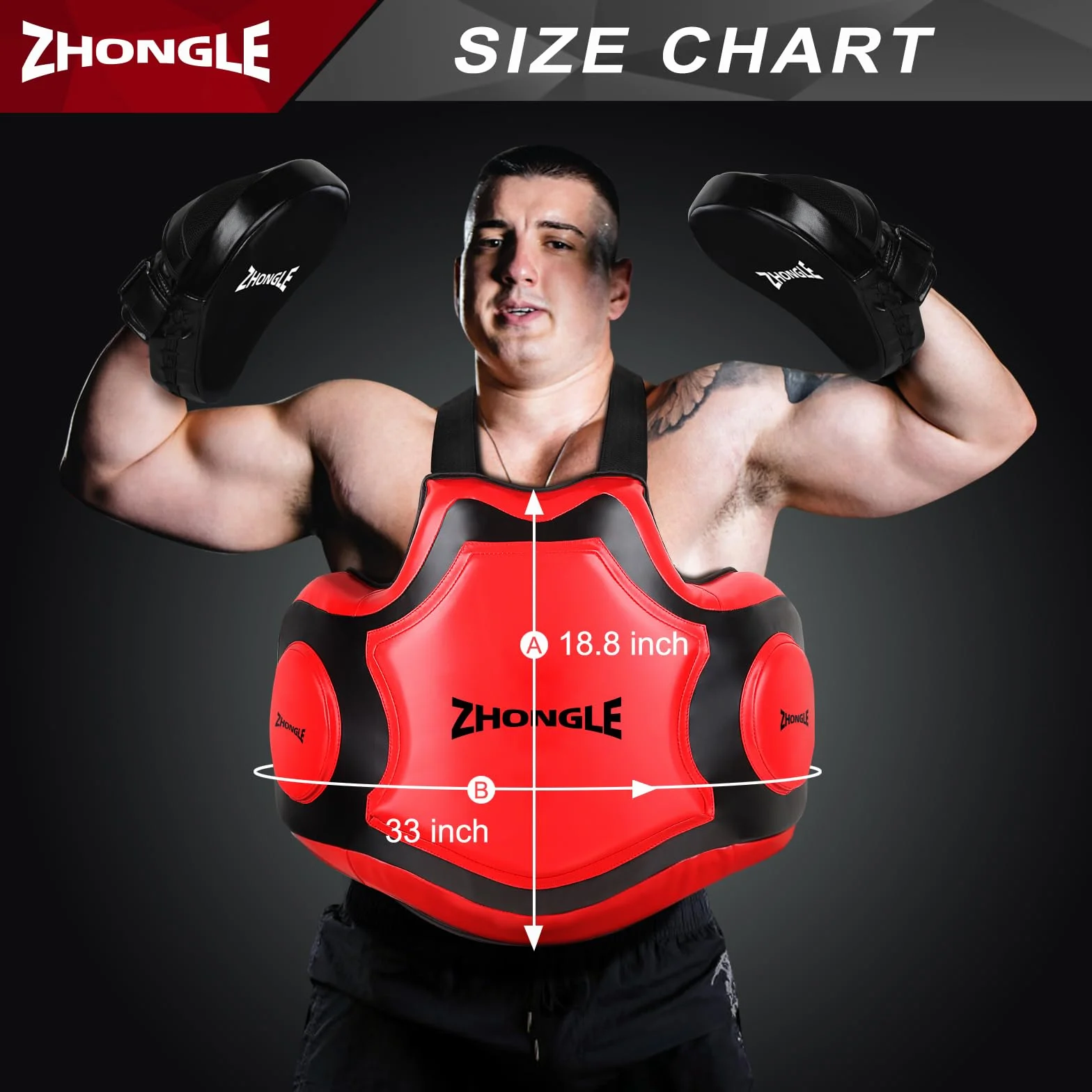 Protector de Cuerpo de Boxeo Profesional de Cuero para Entrenador, MMA, Kickboxing, Taekwondo