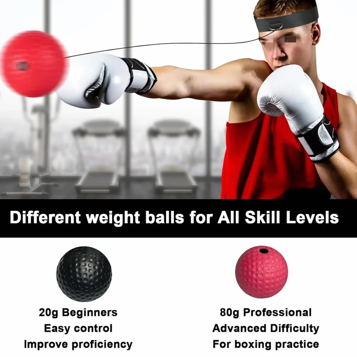Pelota de Entrenamiento para Boxeo y Reflejos - Juego de 2 Pelotas de Reacción con Diadema Ajustable